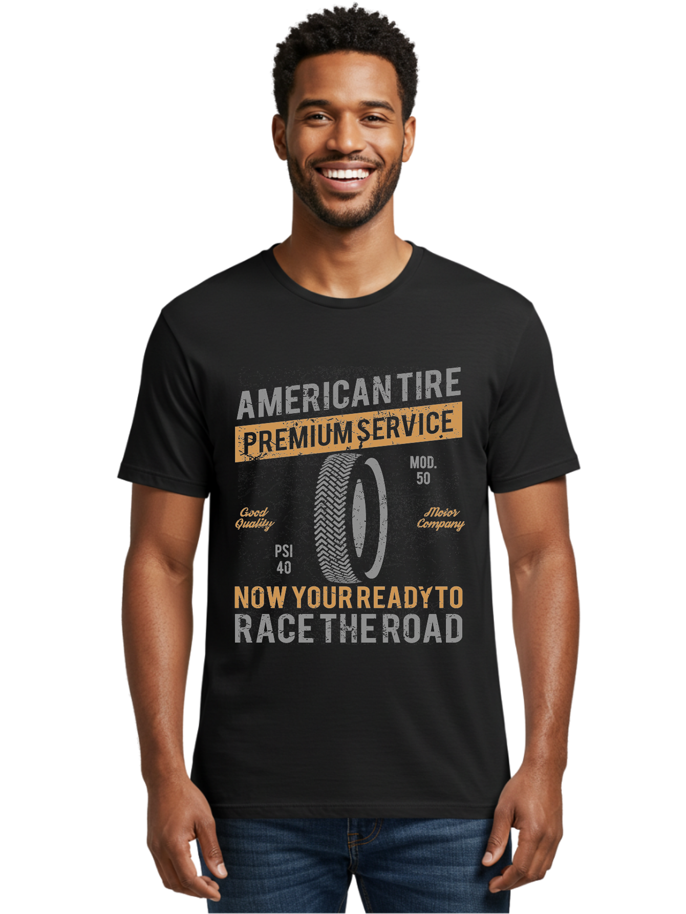 American Tire Distressed Men'S Graphic Tee, 100% Cotton, Comfortable Casual Summer Wear, Machine Washable, American Tire Premium Service, Vehicle Maintenance, Road Safety, Tire Quality, Good Company, Racing Tires, Automotive Services, Aae101 6