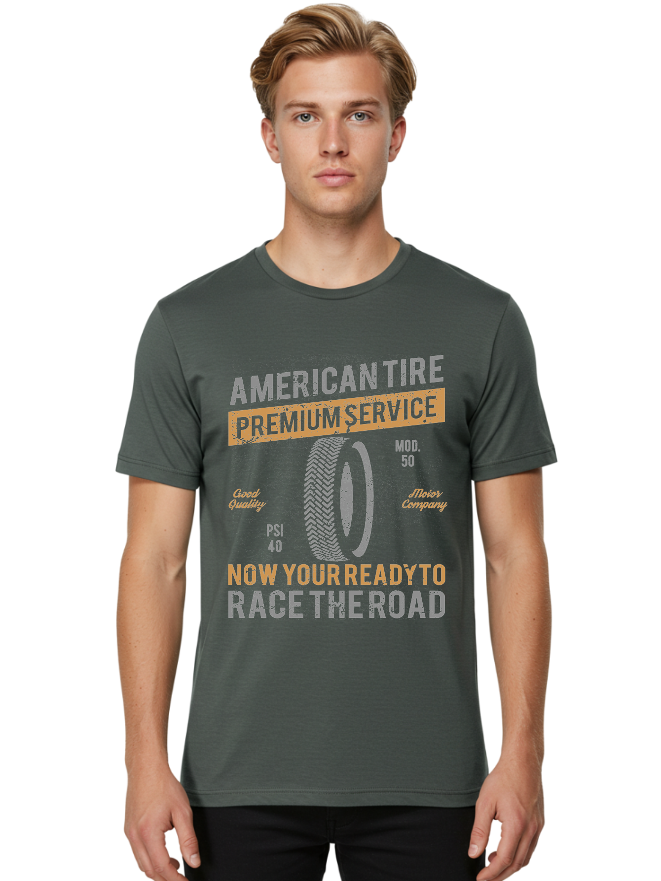 American Tire Distressed Men'S Graphic Tee, 100% Cotton, Comfortable Casual Summer Wear, Machine Washable, American Tire Premium Service, Vehicle Maintenance, Road Safety, Tire Quality, Good Company, Racing Tires, Automotive Services, Aae101 26