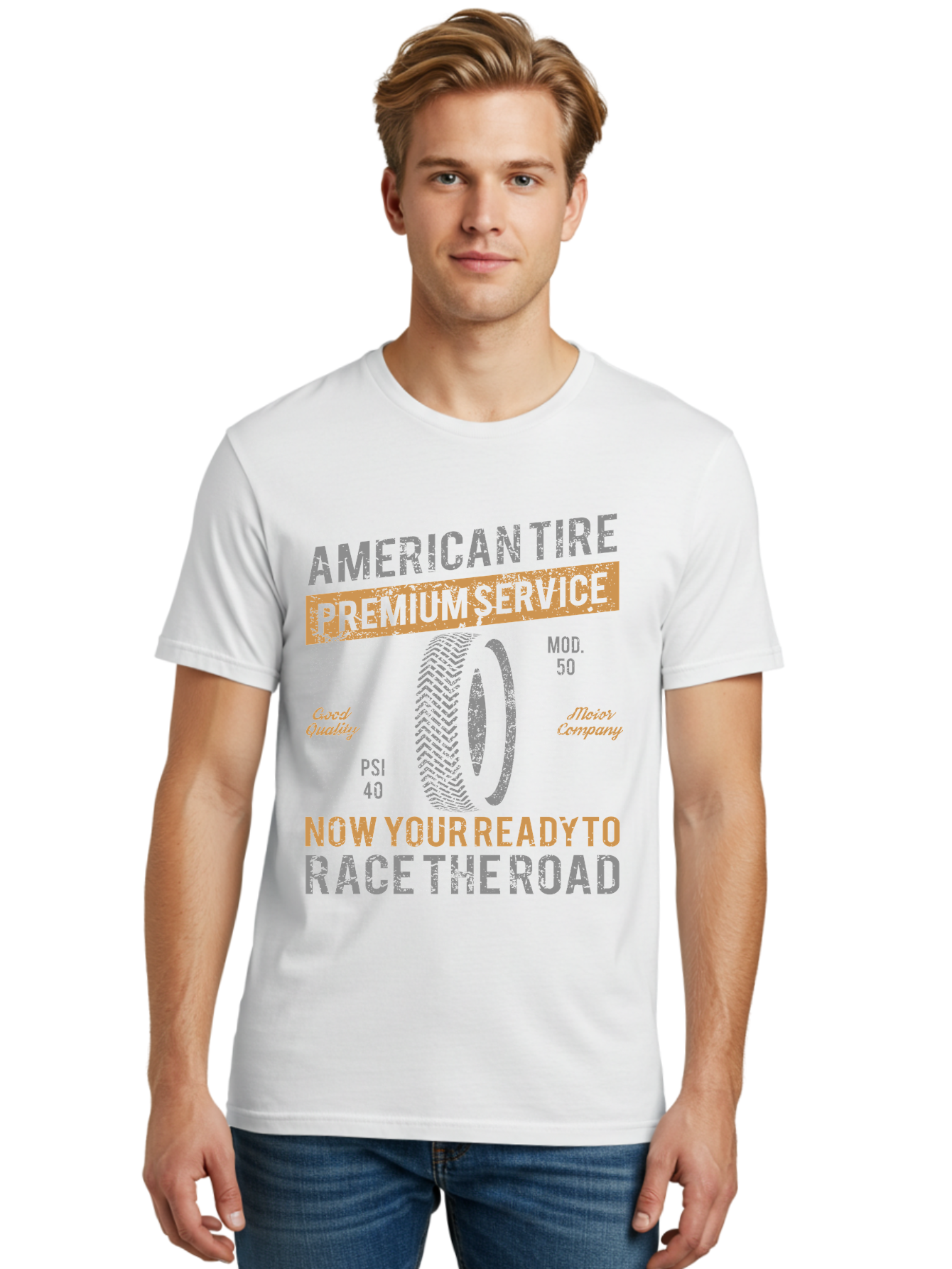 American Tire Distressed Men'S Graphic Tee, 100% Cotton, Comfortable Casual Summer Wear, Machine Washable, American Tire Premium Service, Vehicle Maintenance, Road Safety, Tire Quality, Good Company, Racing Tires, Automotive Services, Aae101 8