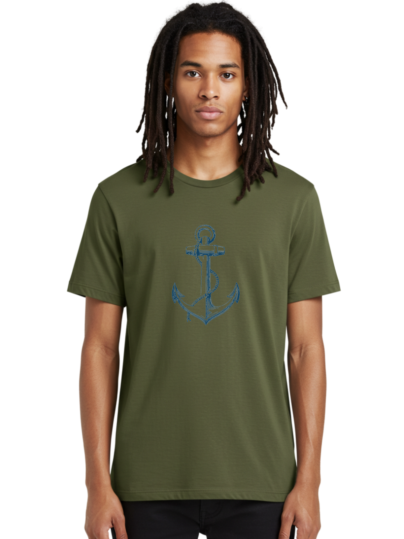 Anchor Men'S Graphic Tee, 100% Cotton, Comfortable Casual Summer Wear, Machine Washable, Anchor Symbol, Nautical Theme, Rope Wrapped, Vintage Illustration, Maritime Emblem, Naval Anchor, Ocean Icon, Naval Symbol Aae102 8