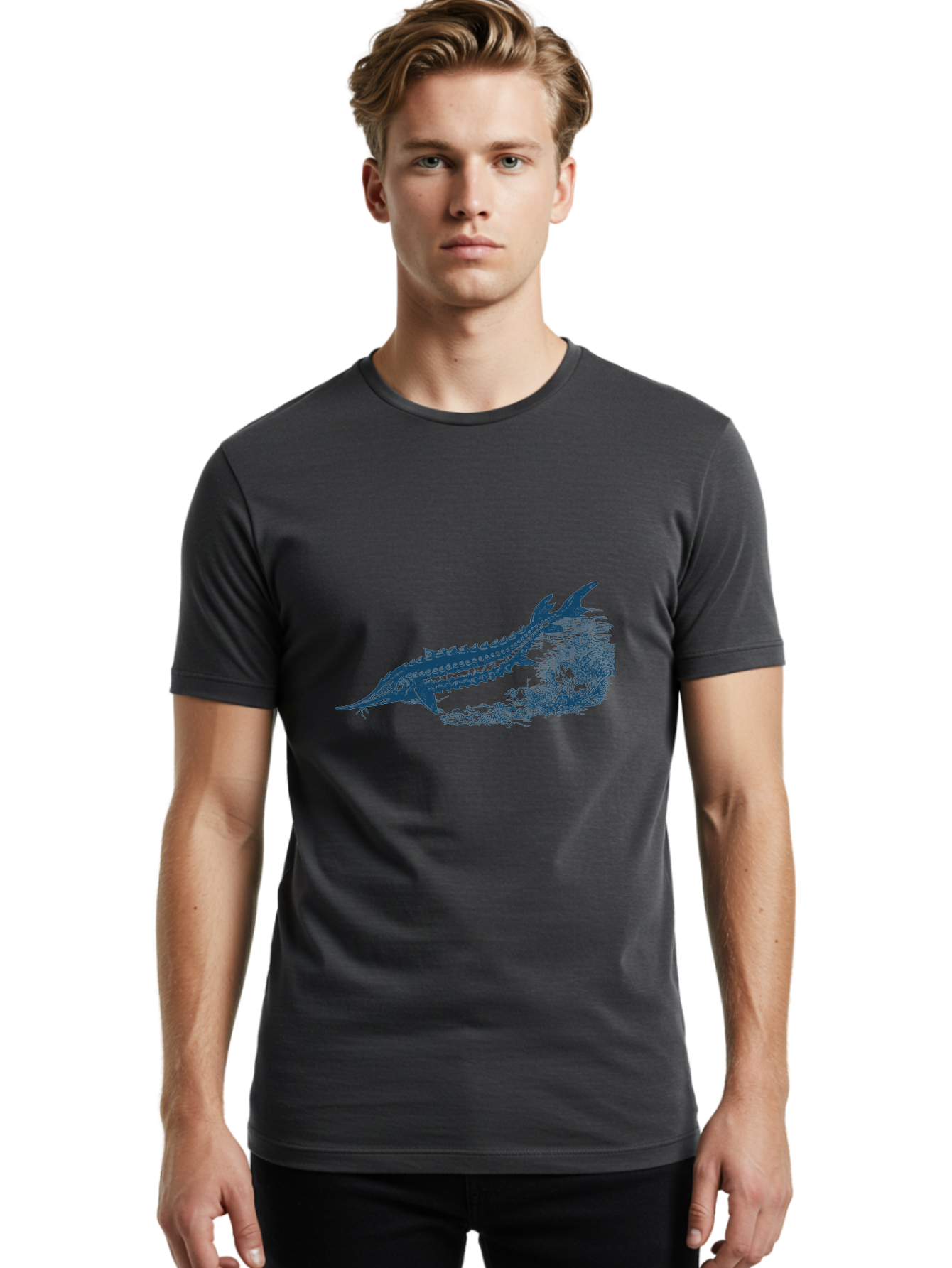 Ancient River Fish 2 Men'S Graphic Tee, 100% Cotton, Comfortable Casual Summer Wear, Machine Washable, Sawshark, Marine Life, Ocean Creature, Underwater World, Fish Illustration, Aquatic Animal, Shark Species, Detailed Artwork, Aae104 30