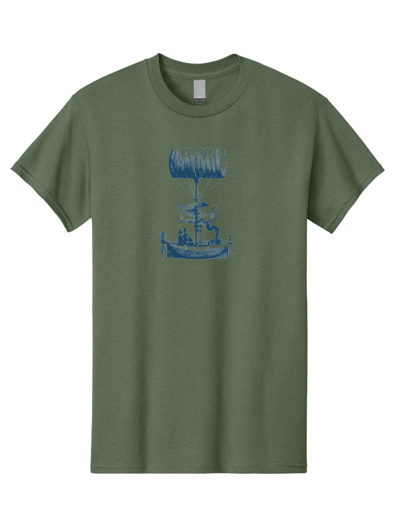 Antique Balloon Boat Men'S Graphic Tee, 100% Cotton, Comfortable Casual Summer Wear, Machine Washable, Flying Ship, Hot Air Balloon, Vintage Illustration, Steampunk Design, Sailing Vessel, Adventurous Spirit, Historic Transportation, Aae105 36