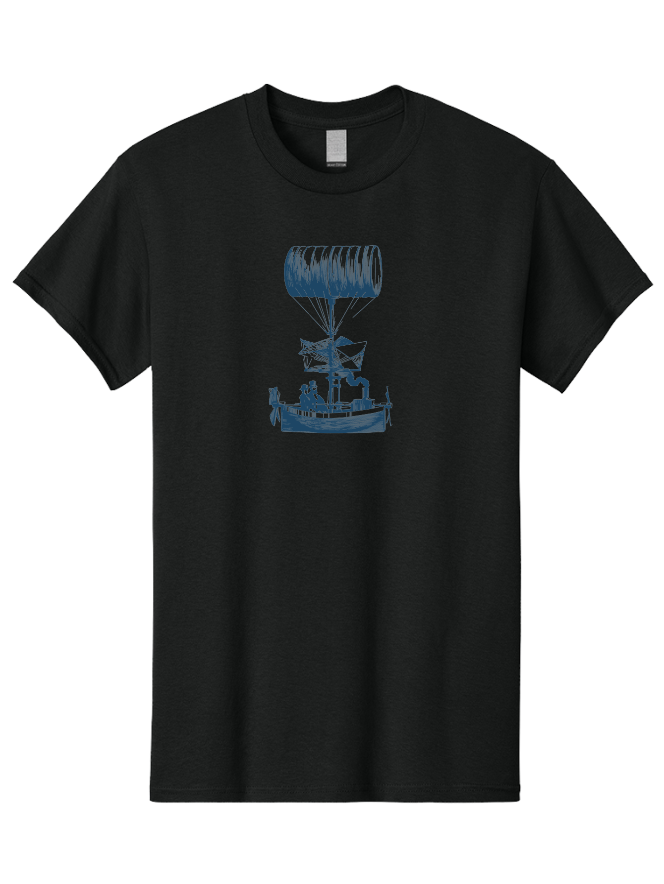 Antique Balloon Boat Men'S Graphic Tee, 100% Cotton, Comfortable Casual Summer Wear, Machine Washable, Flying Ship, Hot Air Balloon, Vintage Illustration, Steampunk Design, Sailing Vessel, Adventurous Spirit, Historic Transportation, Aae105 11