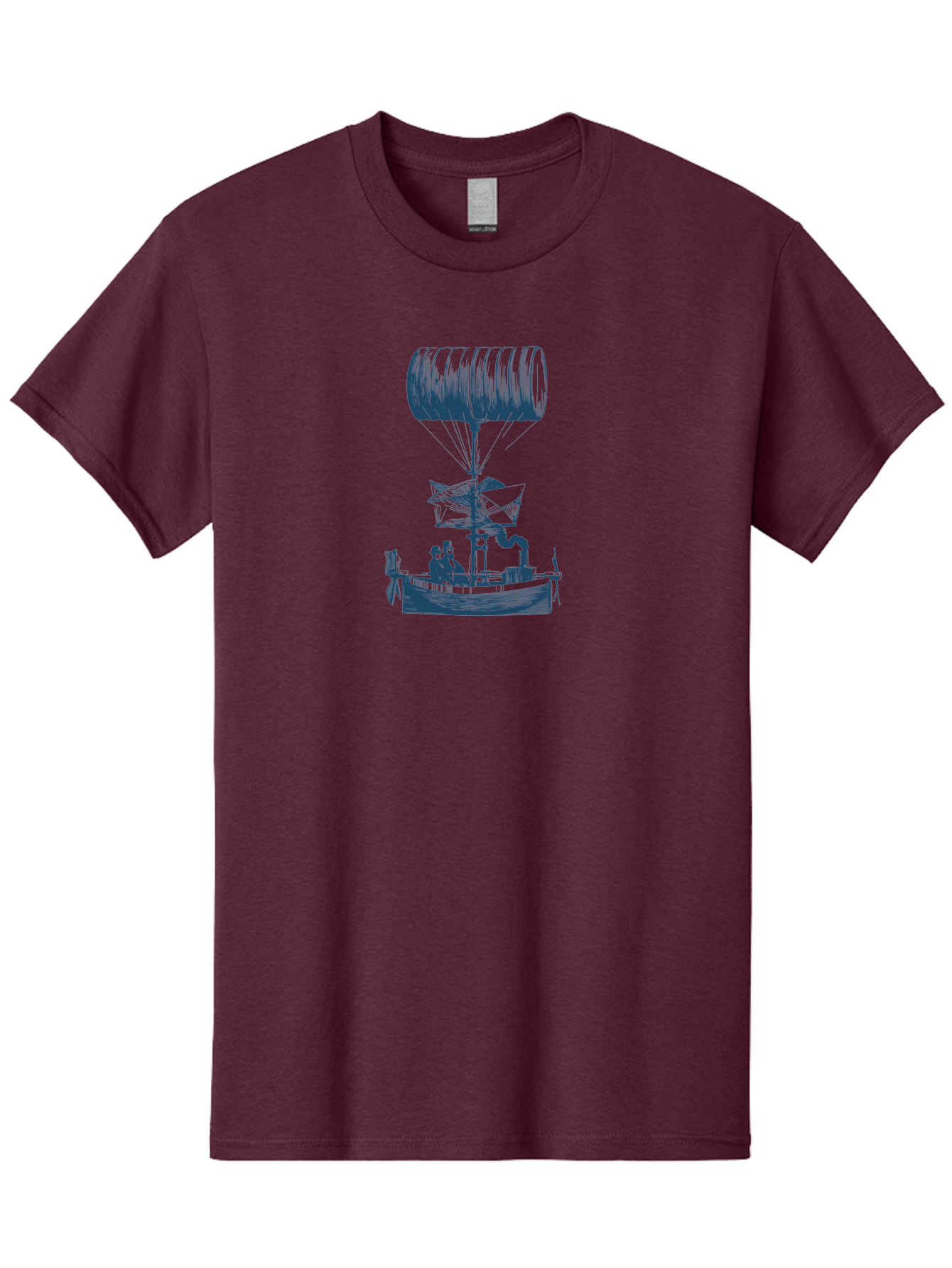 Antique Balloon Boat Men'S Graphic Tee, 100% Cotton, Comfortable Casual Summer Wear, Machine Washable, Flying Ship, Hot Air Balloon, Vintage Illustration, Steampunk Design, Sailing Vessel, Adventurous Spirit, Historic Transportation, Aae105 9