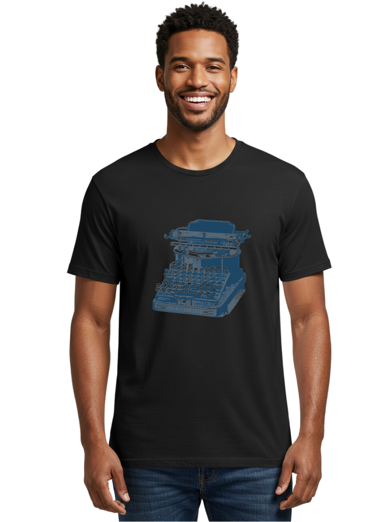 Antique Typewriter Vibes Men'S Graphic Tee, 100% Cotton, Comfortable Casual Summer Wear, Machine Washable, Vintage Typewriter, Retro Office Equipment, Classic Writing Machine, Antique Technology, Old-Fashioned Keyboard, Nostalgia, Aae116 24