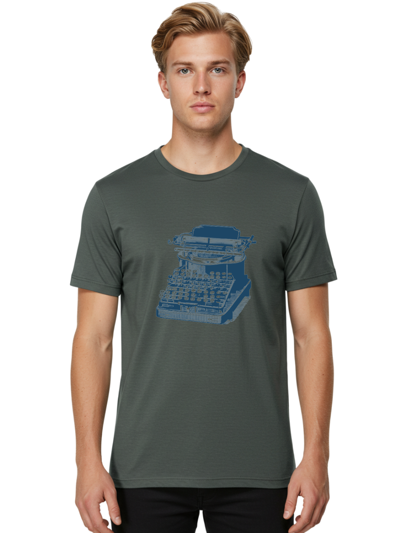 Antique Typewriter Vibes Men'S Graphic Tee, 100% Cotton, Comfortable Casual Summer Wear, Machine Washable, Vintage Typewriter, Retro Office Equipment, Classic Writing Machine, Antique Technology, Old-Fashioned Keyboard, Nostalgia, Aae116 14