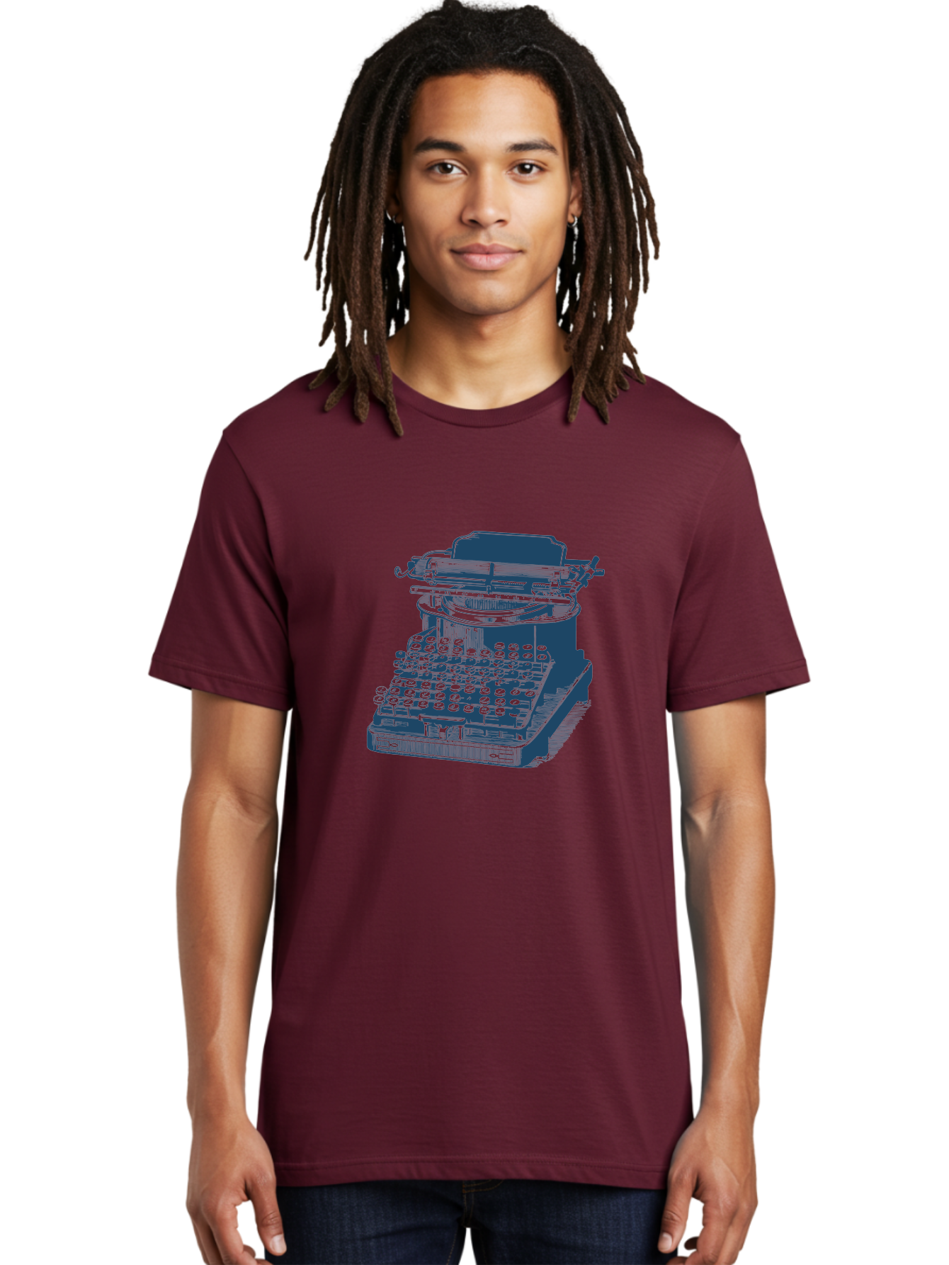 Antique Typewriter Vibes Men'S Graphic Tee, 100% Cotton, Comfortable Casual Summer Wear, Machine Washable, Vintage Typewriter, Retro Office Equipment, Classic Writing Machine, Antique Technology, Old-Fashioned Keyboard, Nostalgia, Aae116 18