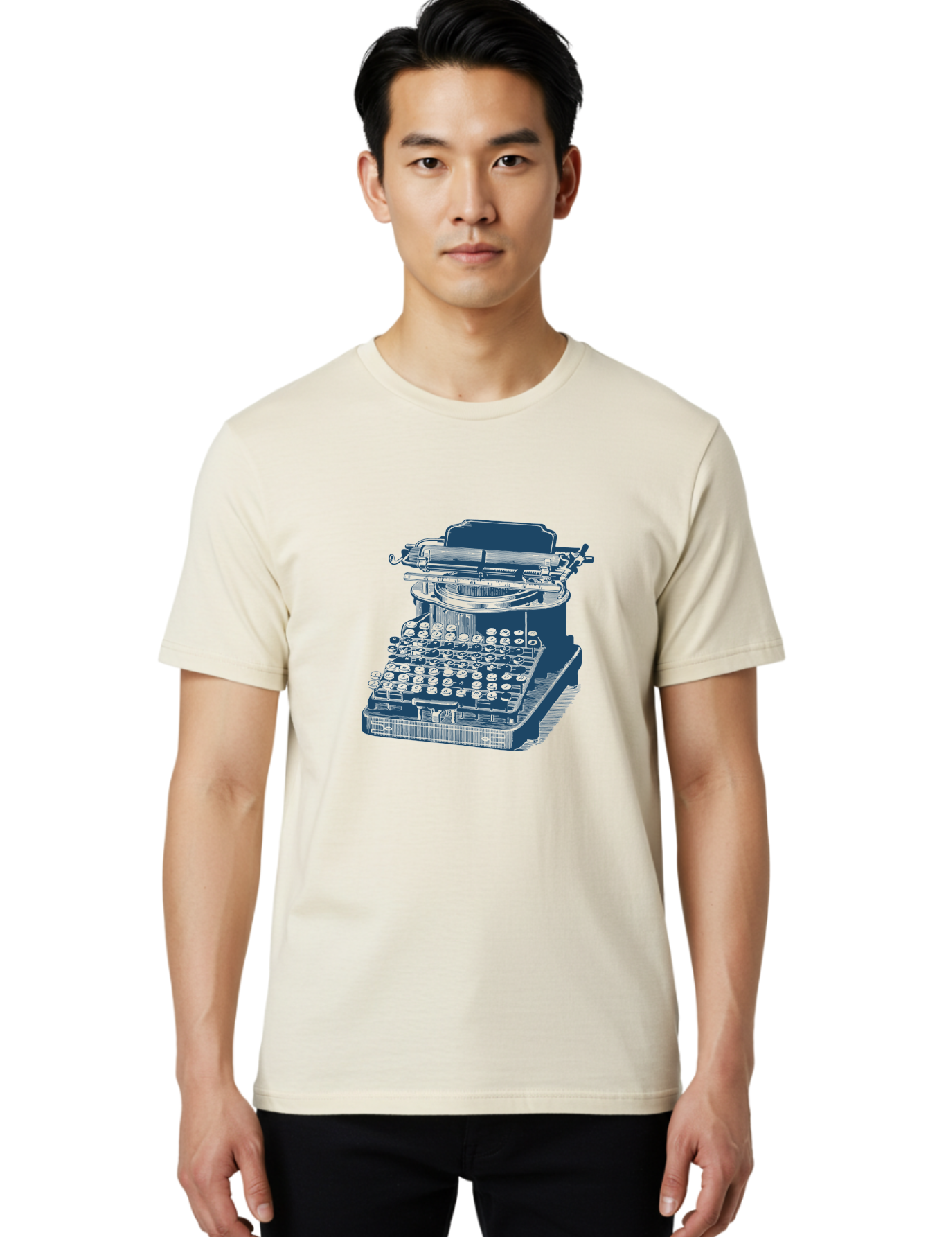 Antique Typewriter Vibes Men'S Graphic Tee, 100% Cotton, Comfortable Casual Summer Wear, Machine Washable, Vintage Typewriter, Retro Office Equipment, Classic Writing Machine, Antique Technology, Old-Fashioned Keyboard, Nostalgia, Aae116 4
