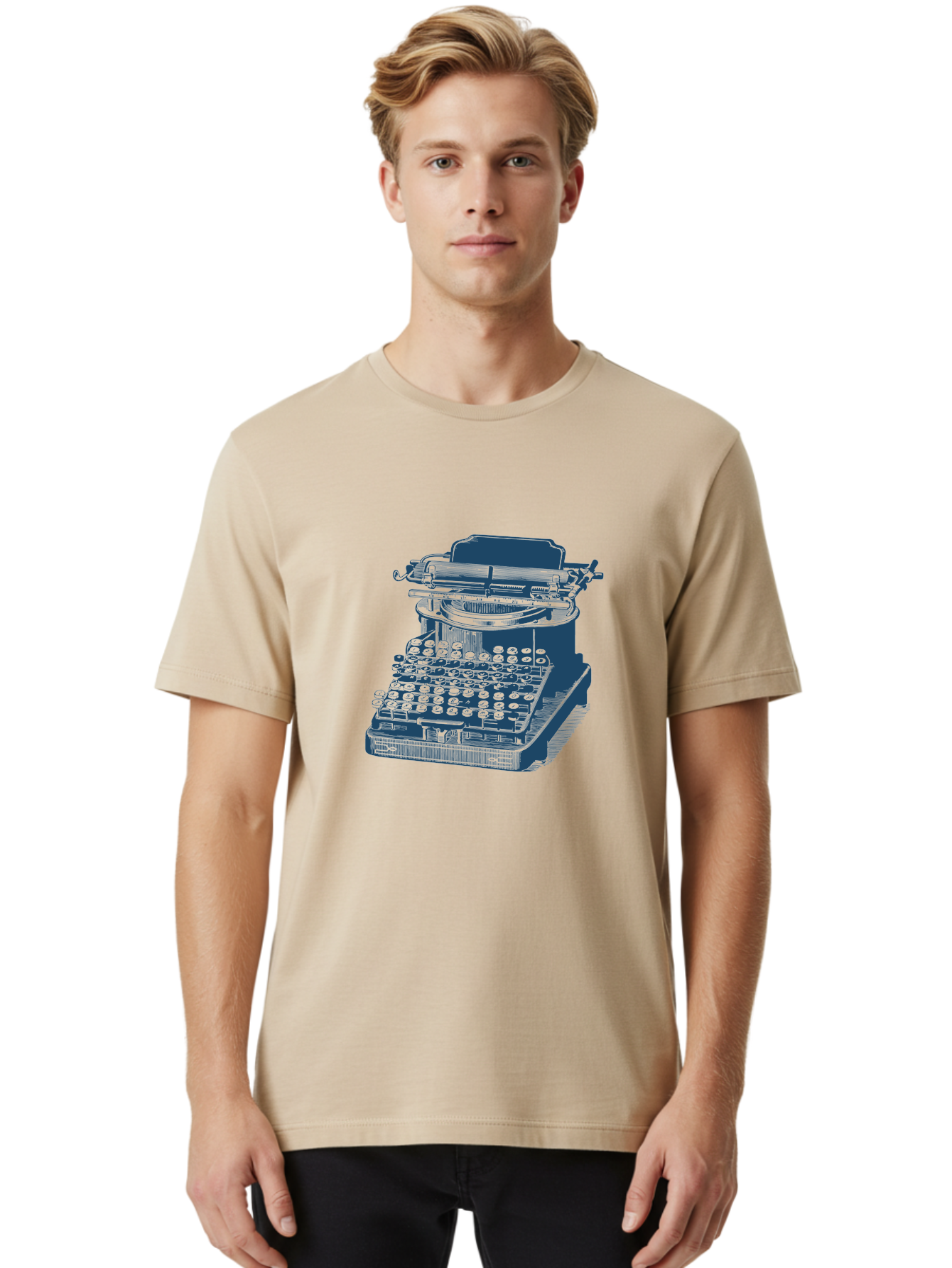 Antique Typewriter Vibes Men'S Graphic Tee, 100% Cotton, Comfortable Casual Summer Wear, Machine Washable, Vintage Typewriter, Retro Office Equipment, Classic Writing Machine, Antique Technology, Old-Fashioned Keyboard, Nostalgia, Aae116 12