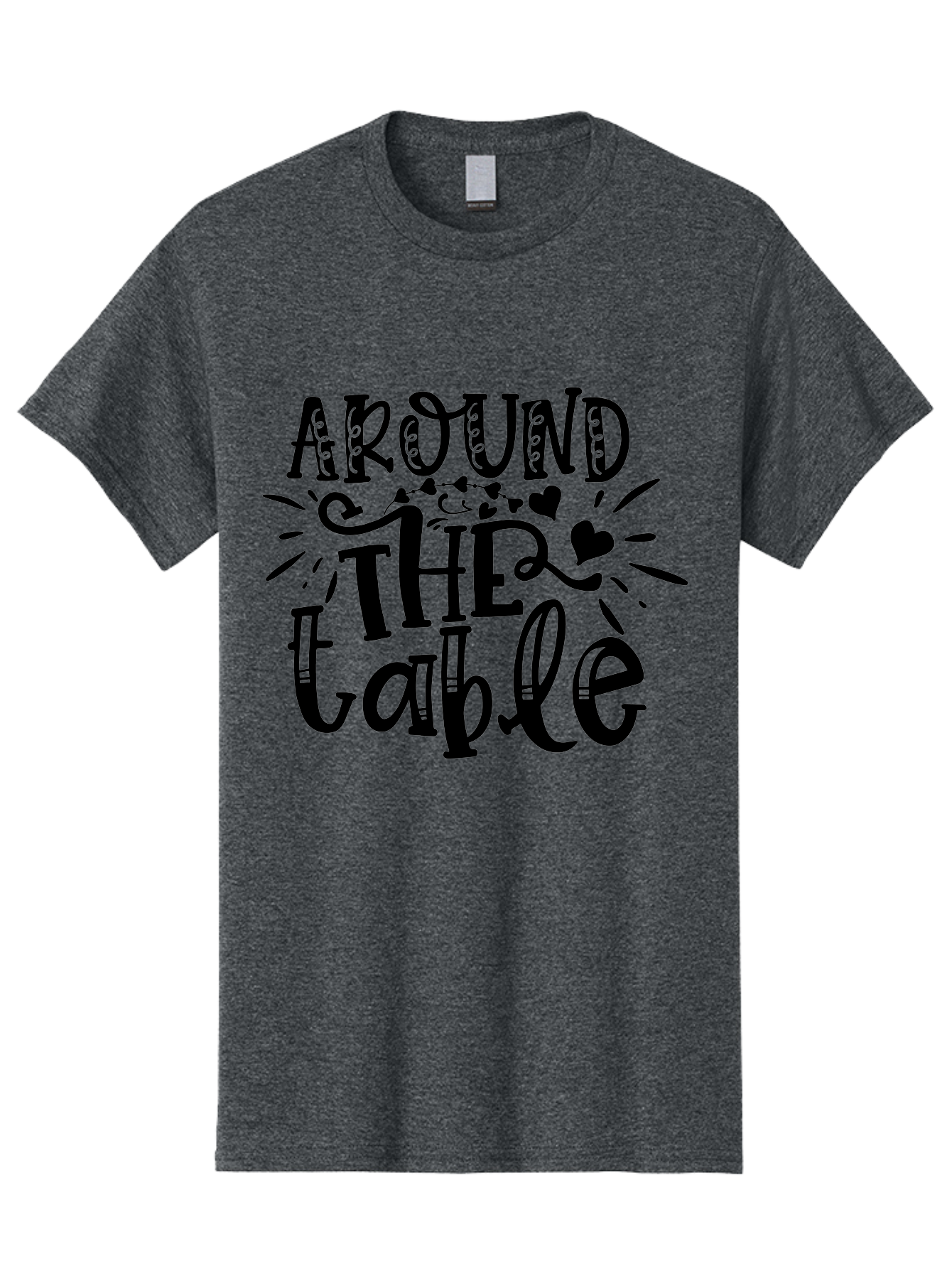 Around The Table Men'S Graphic Tee, 100% Cotton, Comfortable Casual Summer Wear, Machine Washable, Gathering Around The Table, Family Dinner, Love And Connection, Hearts And Decorations, Social Bonding, Community Building, Table Setting Ideas, Aae118 21