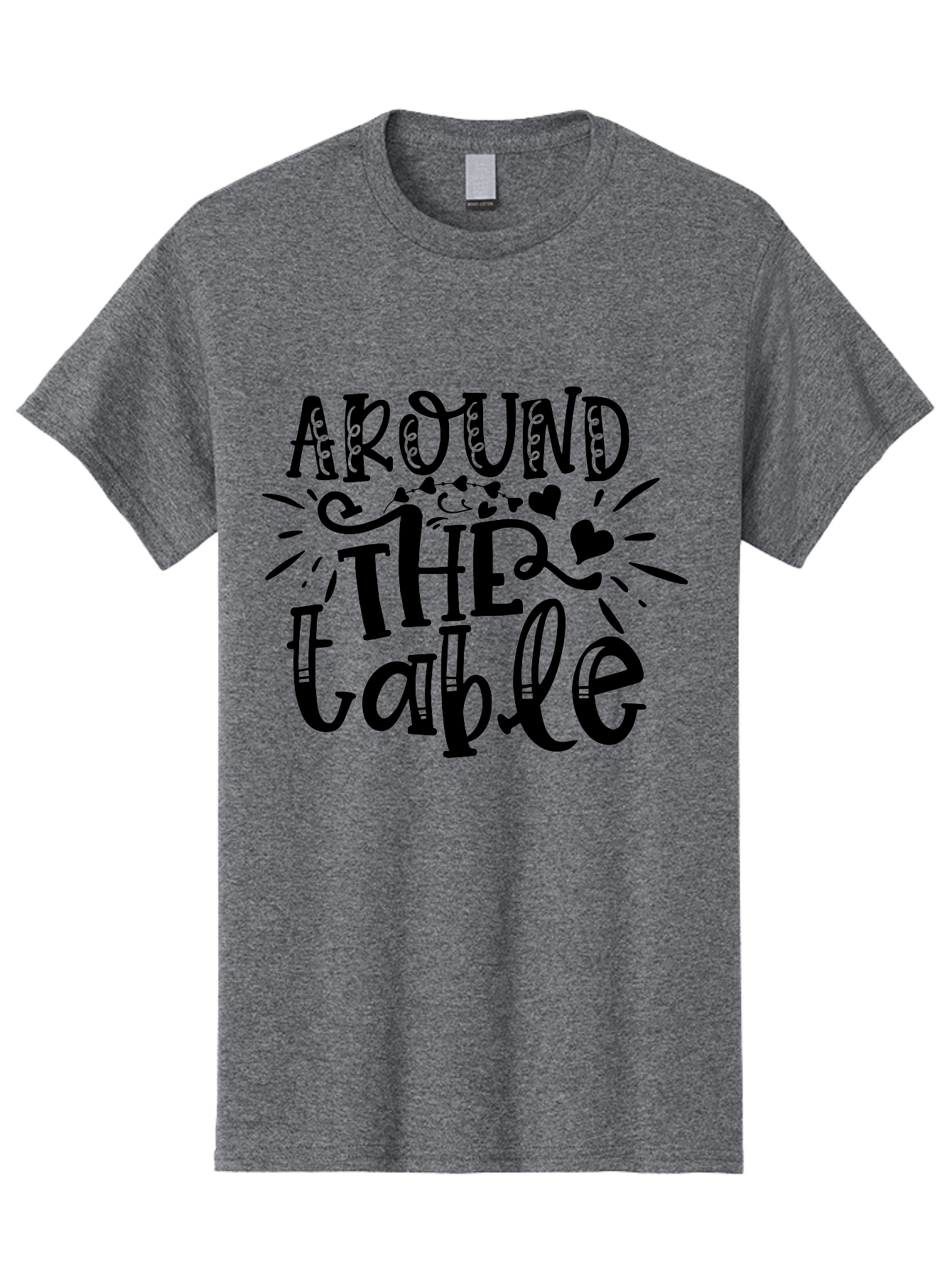 Around The Table Men'S Graphic Tee, 100% Cotton, Comfortable Casual Summer Wear, Machine Washable, Gathering Around The Table, Family Dinner, Love And Connection, Hearts And Decorations, Social Bonding, Community Building, Table Setting Ideas, Aae118 25