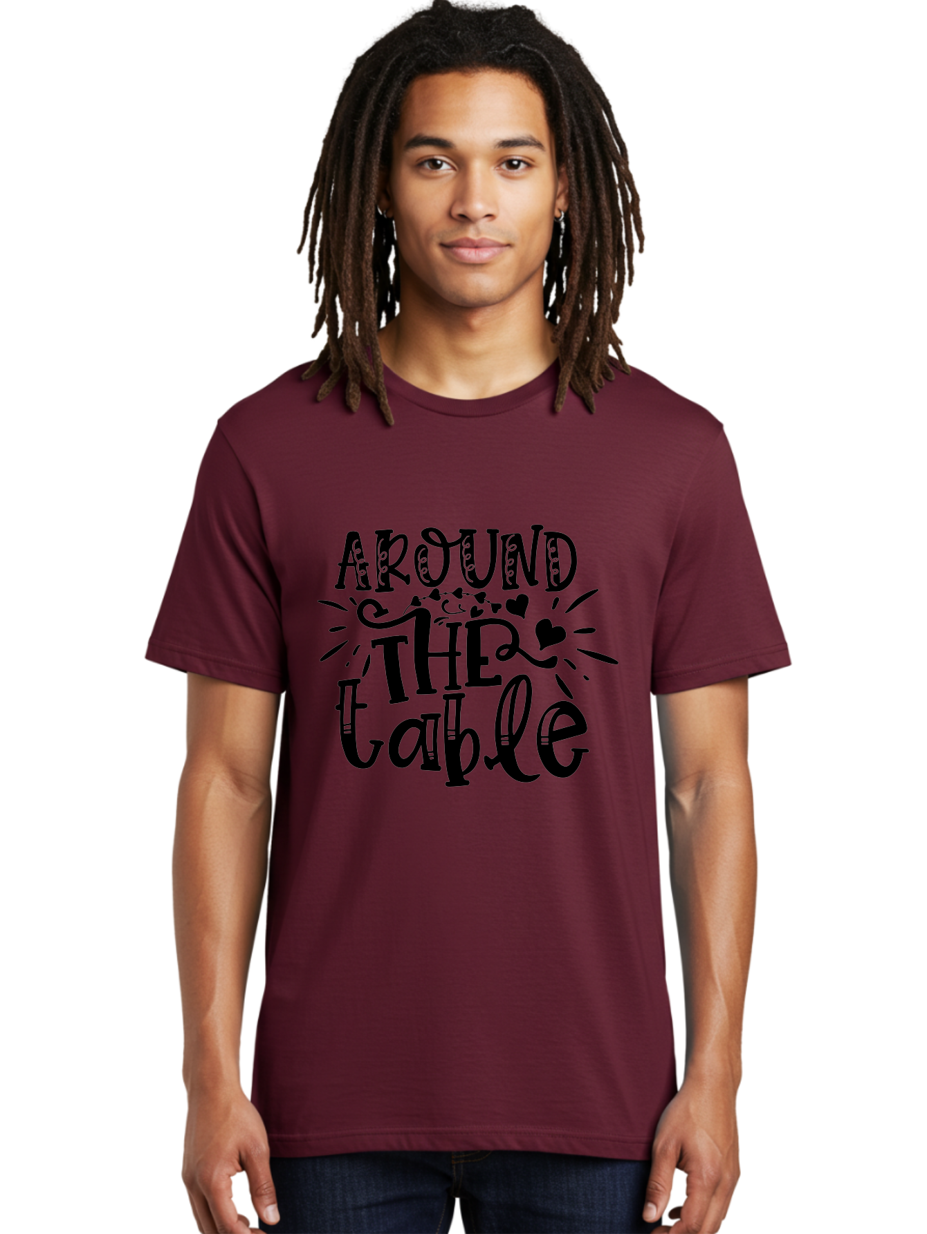 Around The Table Men'S Graphic Tee, 100% Cotton, Comfortable Casual Summer Wear, Machine Washable, Gathering Around The Table, Family Dinner, Love And Connection, Hearts And Decorations, Social Bonding, Community Building, Table Setting Ideas, Aae118 30