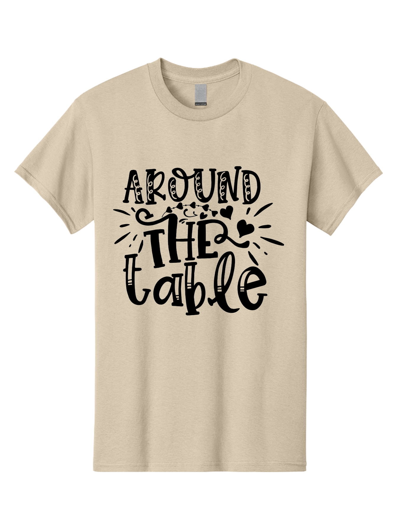 Around The Table Men'S Graphic Tee, 100% Cotton, Comfortable Casual Summer Wear, Machine Washable, Gathering Around The Table, Family Dinner, Love And Connection, Hearts And Decorations, Social Bonding, Community Building, Table Setting Ideas, Aae118 7