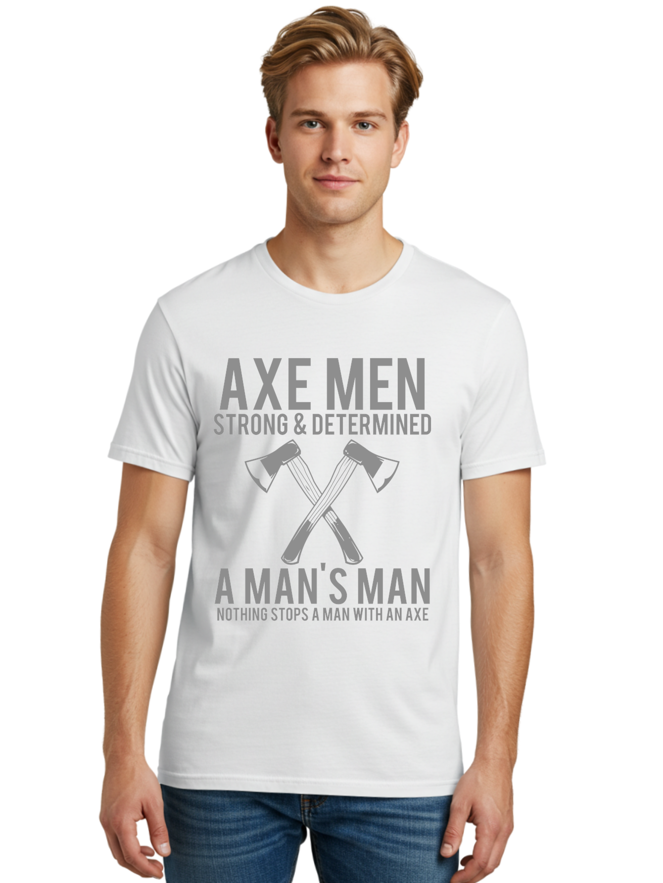 Axe Man Men'S Graphic Tee, 100% Cotton, Comfortable Casual Summer Wear, Machine Washable, Axe Men, Strong And Determined, Crossed Axes, Man'S Man, Nothing Stops A Man With An Axe, Lumberjack Culture, Woodsman Pride Aae121 28