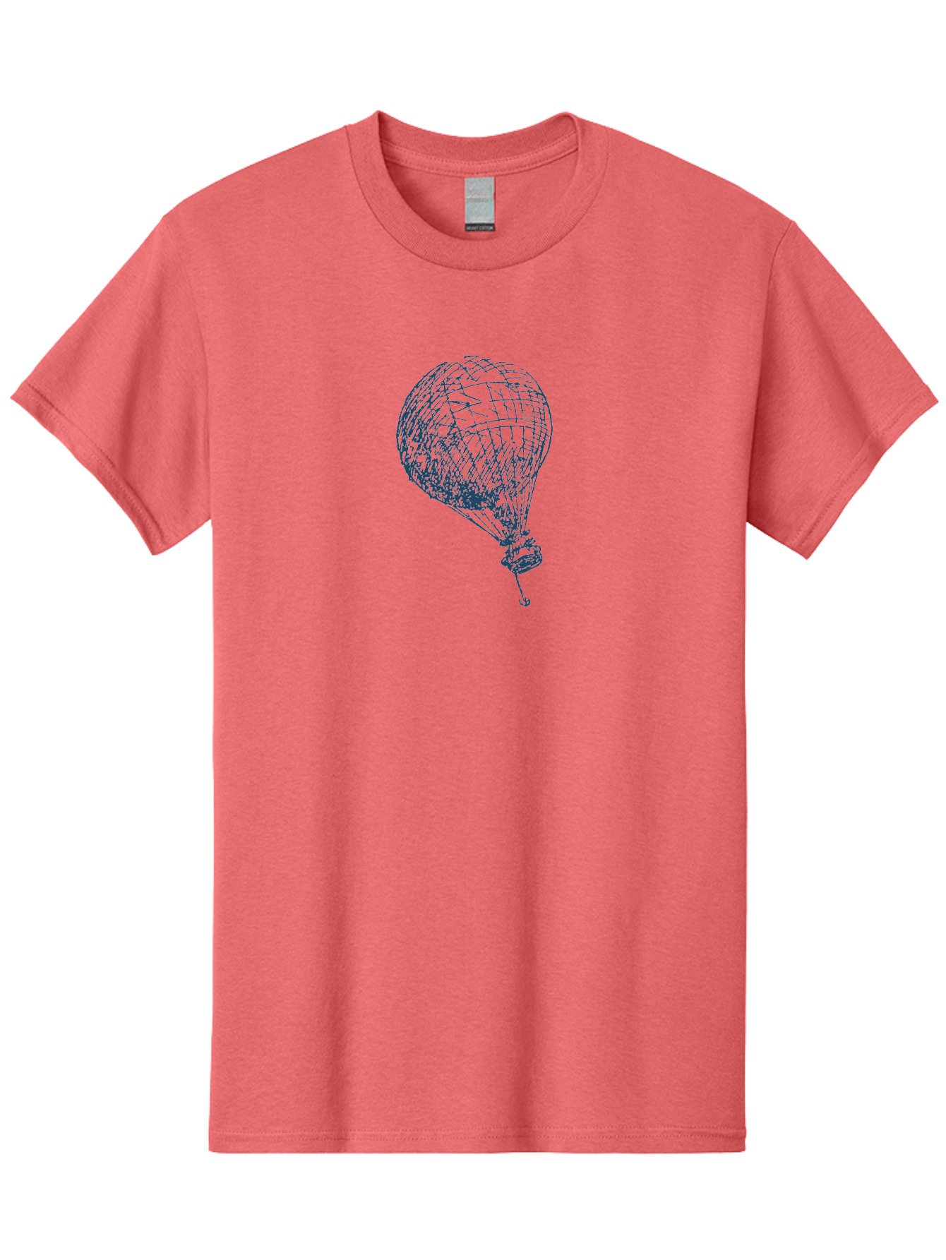 Balloon-Flying Men'S Graphic Tee, 100% Cotton, Comfortable Casual Summer Wear, Machine Washable, Hot Air Balloon, Wireframe Art, Futuristic Design, Blue Neon Lines, 3D Visualization, Abstract Art, Balloon Illustration Aae122 3
