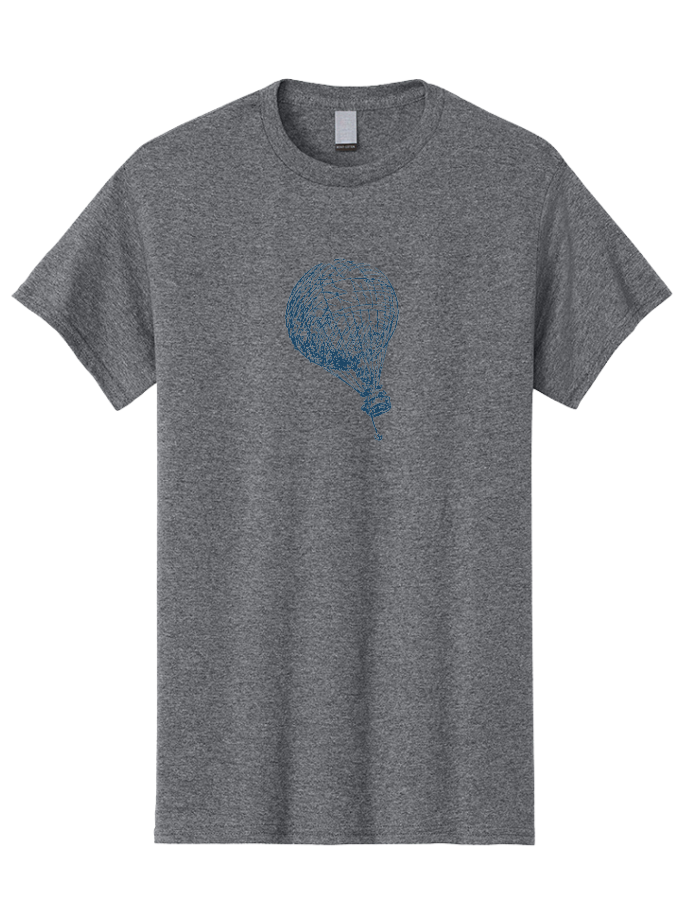 Balloon-Flying Men'S Graphic Tee, 100% Cotton, Comfortable Casual Summer Wear, Machine Washable, Hot Air Balloon, Wireframe Art, Futuristic Design, Blue Neon Lines, 3D Visualization, Abstract Art, Balloon Illustration Aae122 23