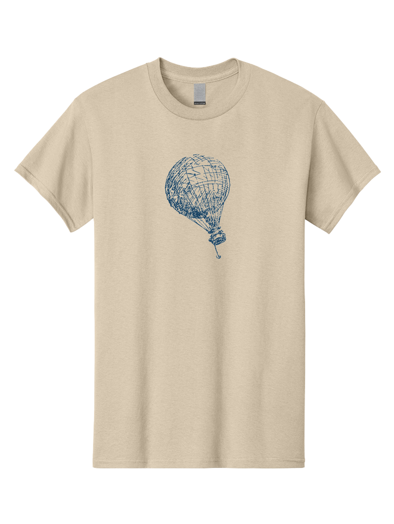 Balloon-Flying Men'S Graphic Tee, 100% Cotton, Comfortable Casual Summer Wear, Machine Washable, Hot Air Balloon, Wireframe Art, Futuristic Design, Blue Neon Lines, 3D Visualization, Abstract Art, Balloon Illustration Aae122 7