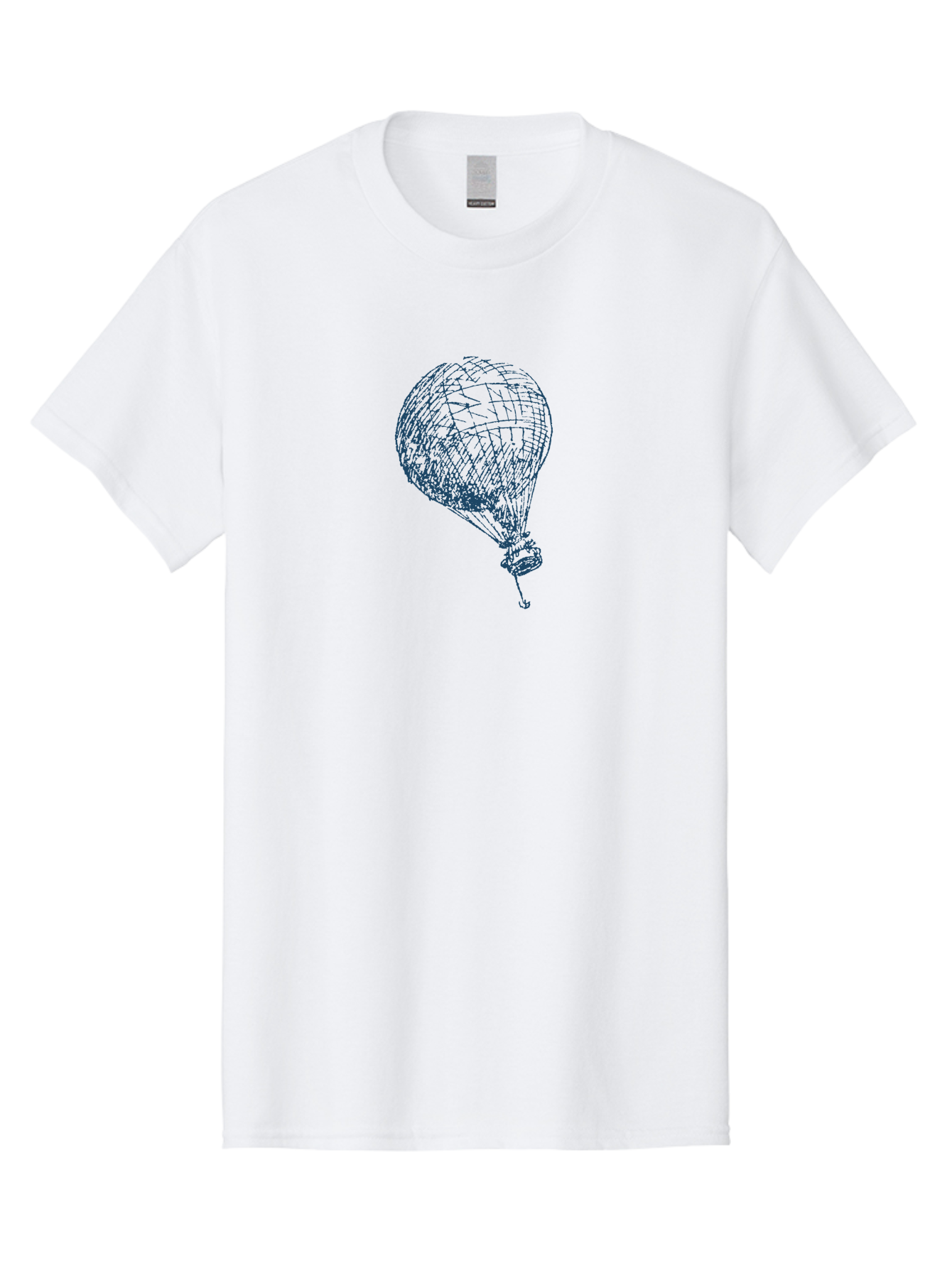 Balloon-Flying Men'S Graphic Tee, 100% Cotton, Comfortable Casual Summer Wear, Machine Washable, Hot Air Balloon, Wireframe Art, Futuristic Design, Blue Neon Lines, 3D Visualization, Abstract Art, Balloon Illustration Aae122 17