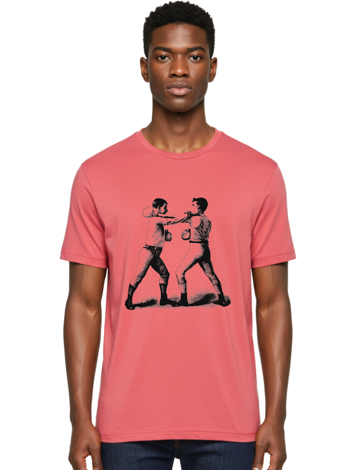 Bareknock Men'S Graphic Tee, 100% Cotton, Comfortable Casual Summer Wear, Machine Washable, Two Boxers Fighting, Boxing Gloves, Pugilistic Stance, Vintage Illustration, Boxing Techniques, Combat Sports, Martial Arts, Athletic Competition, Aae124 30