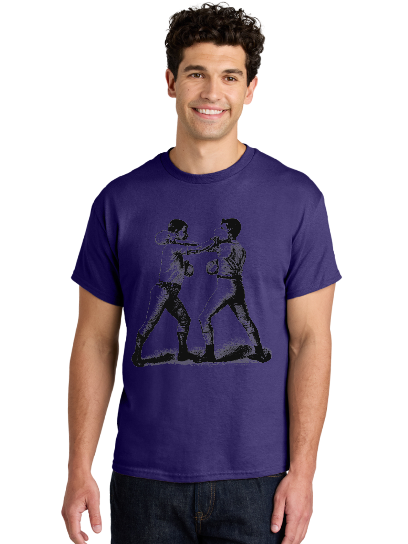 Bareknock Men'S Graphic Tee, 100% Cotton, Comfortable Casual Summer Wear, Machine Washable, Two Boxers Fighting, Boxing Gloves, Pugilistic Stance, Vintage Illustration, Boxing Techniques, Combat Sports, Martial Arts, Athletic Competition, Aae124 20