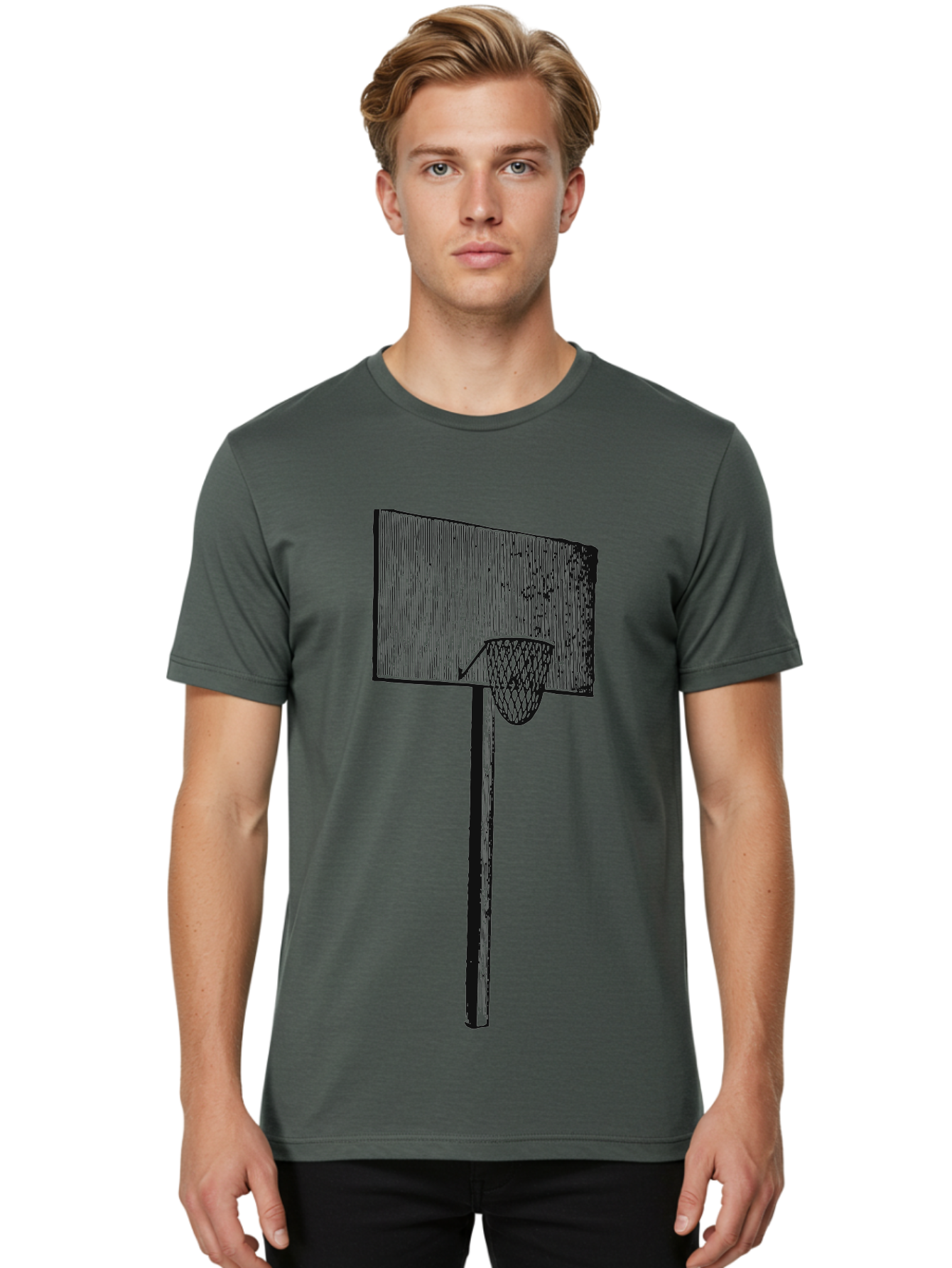 Basket Ball Roots Men'S Graphic Tee, 100% Cotton, Comfortable Casual Summer Wear, Machine Washable, Basketball Hoop, Worn Backboard, Netting, Outdoor Sports Equipment, Distressed Texture, Urban Recreation, Sports Facilities, Court Equipment, Aae127 14
