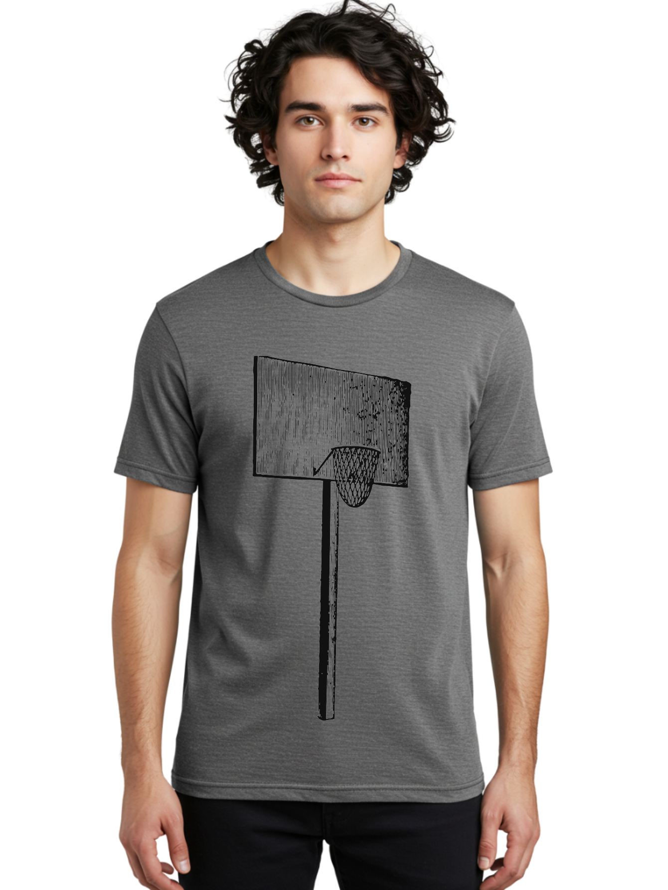 Basket Ball Roots Men'S Graphic Tee, 100% Cotton, Comfortable Casual Summer Wear, Machine Washable, Basketball Hoop, Worn Backboard, Netting, Outdoor Sports Equipment, Distressed Texture, Urban Recreation, Sports Facilities, Court Equipment, Aae127 30