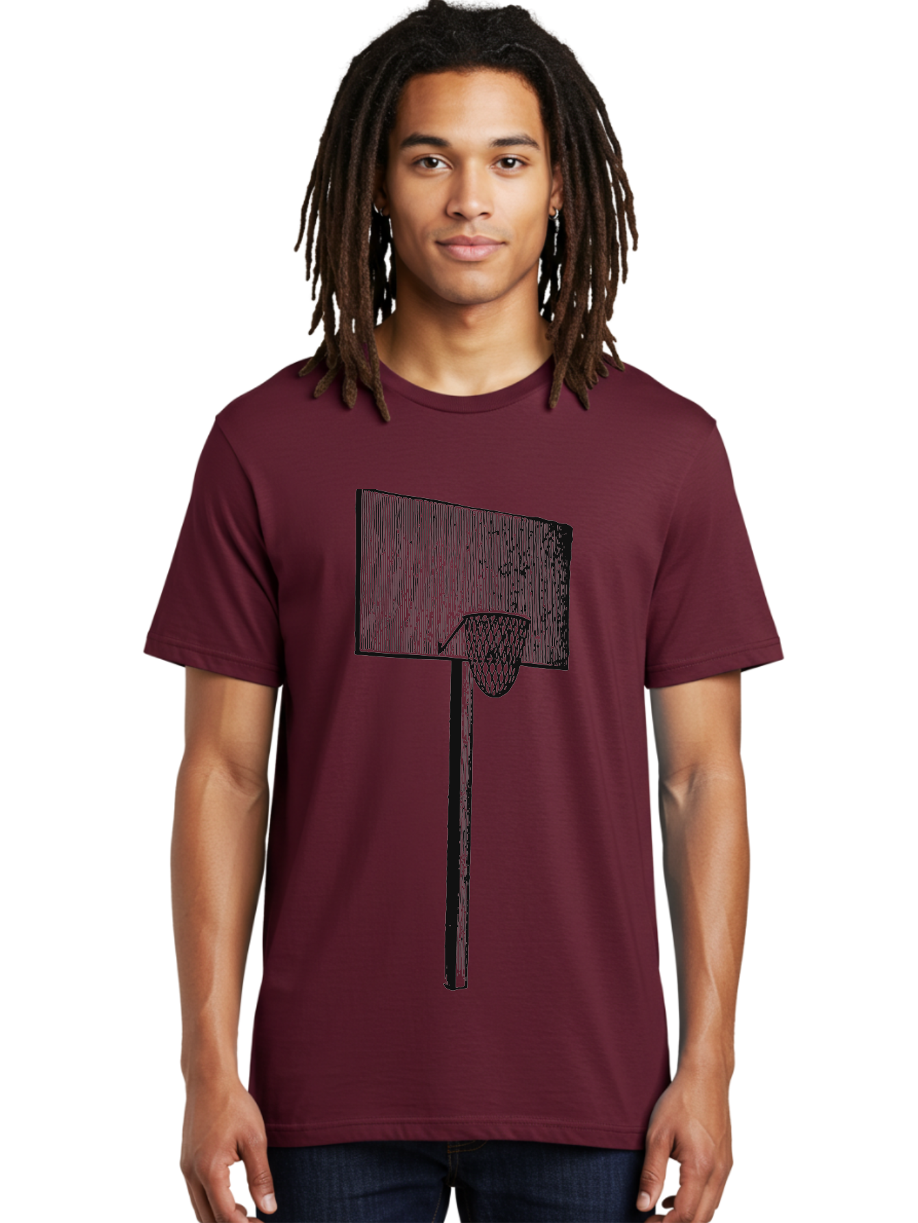 Basket Ball Roots Men'S Graphic Tee, 100% Cotton, Comfortable Casual Summer Wear, Machine Washable, Basketball Hoop, Worn Backboard, Netting, Outdoor Sports Equipment, Distressed Texture, Urban Recreation, Sports Facilities, Court Equipment, Aae127 18