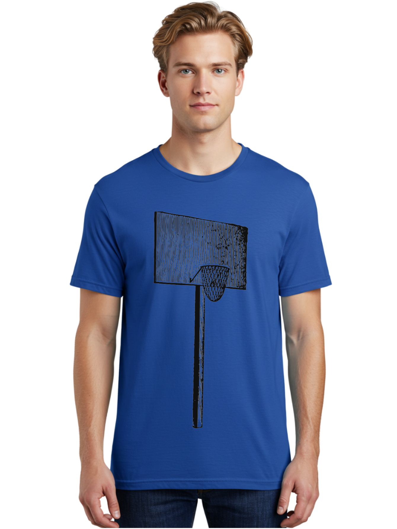 Basket Ball Roots Men'S Graphic Tee, 100% Cotton, Comfortable Casual Summer Wear, Machine Washable, Basketball Hoop, Worn Backboard, Netting, Outdoor Sports Equipment, Distressed Texture, Urban Recreation, Sports Facilities, Court Equipment, Aae127 4