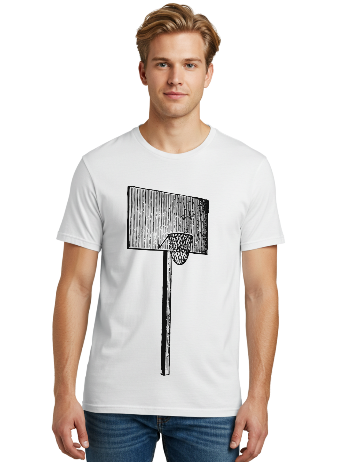 Basket Ball Roots Men'S Graphic Tee, 100% Cotton, Comfortable Casual Summer Wear, Machine Washable, Basketball Hoop, Worn Backboard, Netting, Outdoor Sports Equipment, Distressed Texture, Urban Recreation, Sports Facilities, Court Equipment, Aae127 8