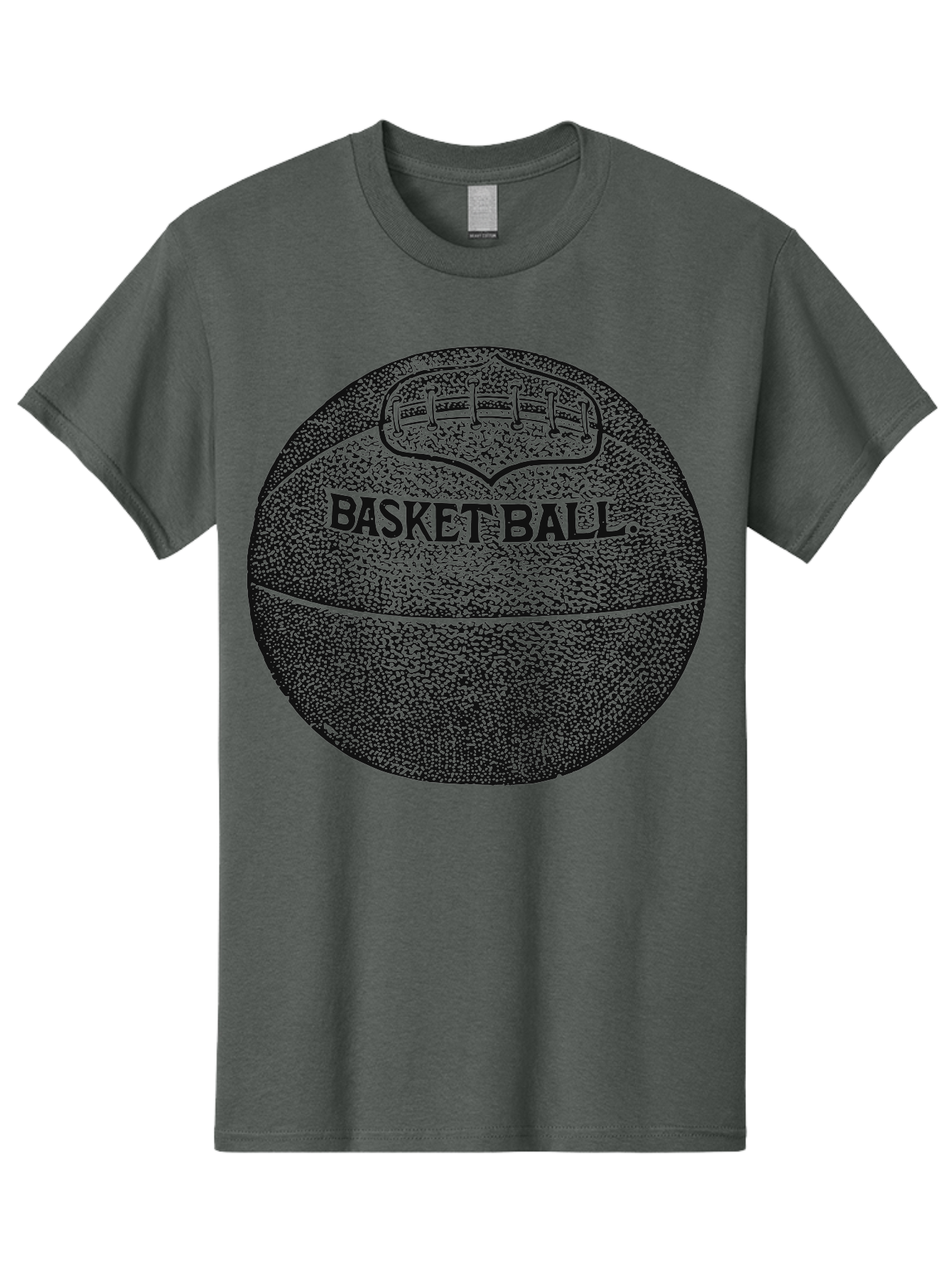 Basket Era Men'S Graphic Tee, 100% Cotton, Comfortable Casual Summer Wear, Machine Washable, Basketball Illustration, Sports Equipment, Black And Green, Textured Ball, Sports Graphic, Court Vision, Basketball Culture, Sports Art Aae128 3