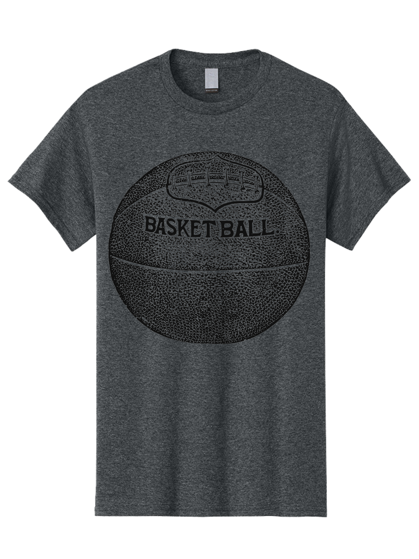 Basket Era Men'S Graphic Tee, 100% Cotton, Comfortable Casual Summer Wear, Machine Washable, Basketball Illustration, Sports Equipment, Black And Green, Textured Ball, Sports Graphic, Court Vision, Basketball Culture, Sports Art Aae128 5