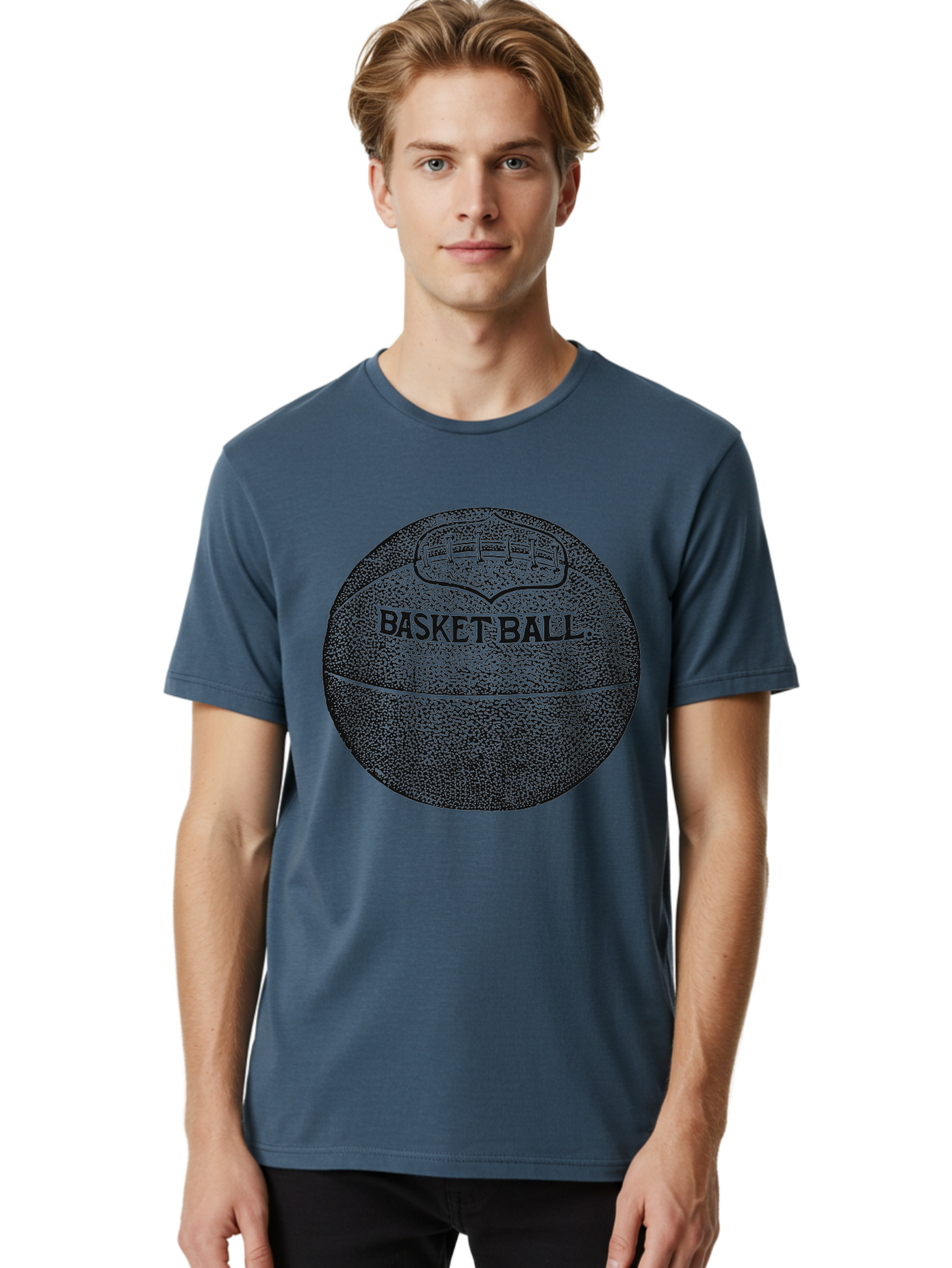Basket Era Men'S Graphic Tee, 100% Cotton, Comfortable Casual Summer Wear, Machine Washable, Basketball Illustration, Sports Equipment, Black And Green, Textured Ball, Sports Graphic, Court Vision, Basketball Culture, Sports Art Aae128 24