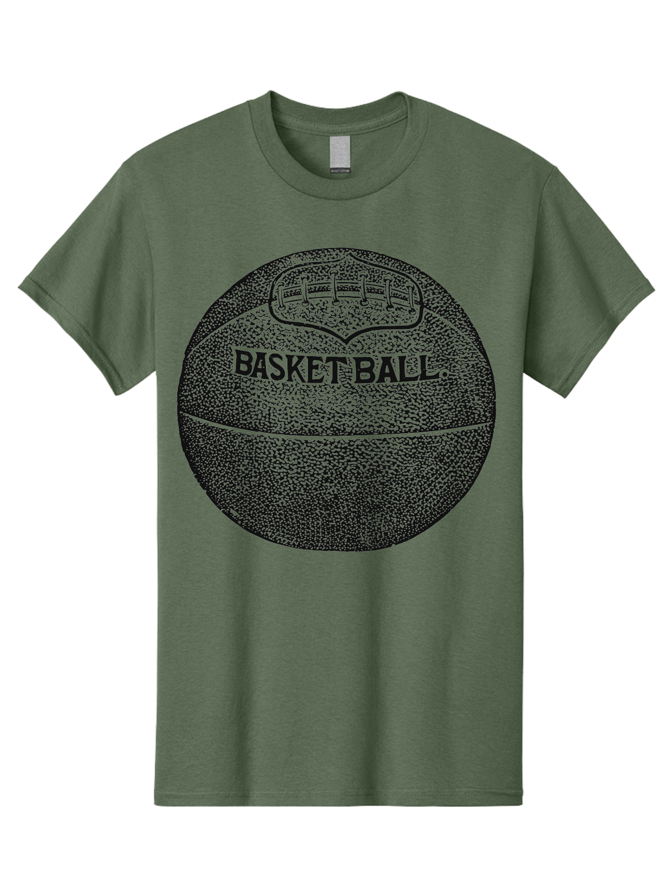 Basket Era Men'S Graphic Tee, 100% Cotton, Comfortable Casual Summer Wear, Machine Washable, Basketball Illustration, Sports Equipment, Black And Green, Textured Ball, Sports Graphic, Court Vision, Basketball Culture, Sports Art Aae128 7