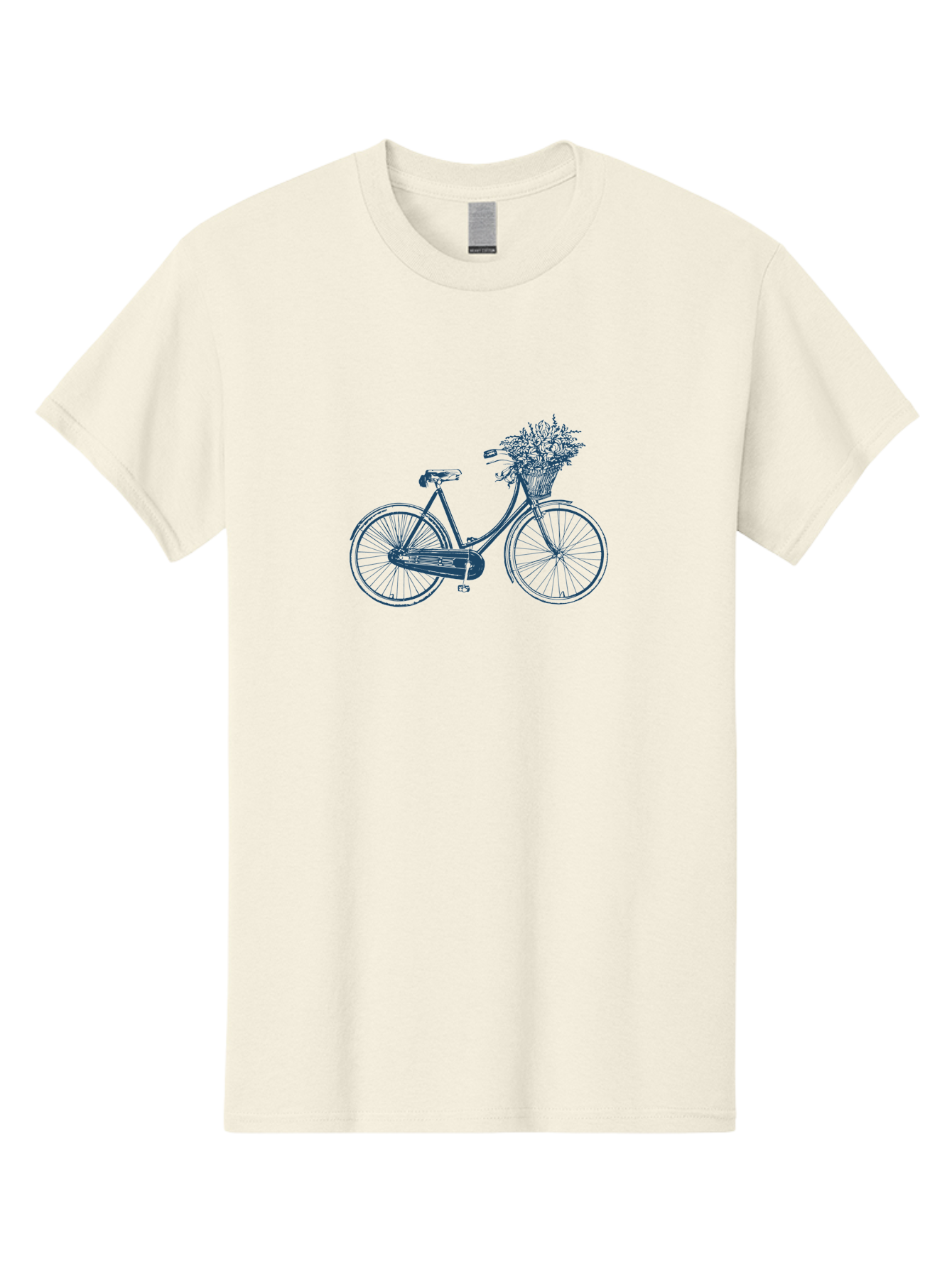 Bike-With-Flowers Men'S Graphic Tee, 100% Cotton, Comfortable Casual Summer Wear, Machine Washable, Vintage Bicycle, Floral Basket, Eco-Friendly Transportation, Sustainable Living, Outdoorsy Feel, Leisurely Ride, Cycling Culture, Aae139 5