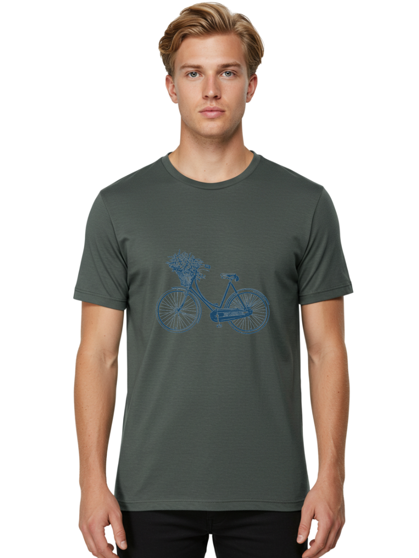 Bike-With-Flowers 2 Men'S Graphic Tee, 100% Cotton, Comfortable Casual Summer Wear, Machine Washable, Vintage Bicycle, Bicycle With Flowers, Lavender Bouquet, Wicker Basket, Eco-Friendly Transportation, Cycling Culture, Nostalgic Ride, Aae140 18