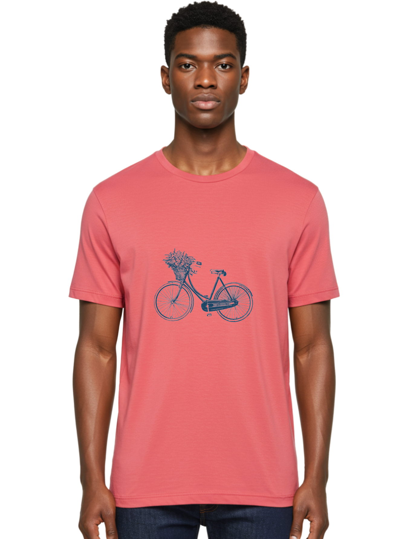Bike-With-Flowers 2 Men'S Graphic Tee, 100% Cotton, Comfortable Casual Summer Wear, Machine Washable, Vintage Bicycle, Bicycle With Flowers, Lavender Bouquet, Wicker Basket, Eco-Friendly Transportation, Cycling Culture, Nostalgic Ride, Aae140 26