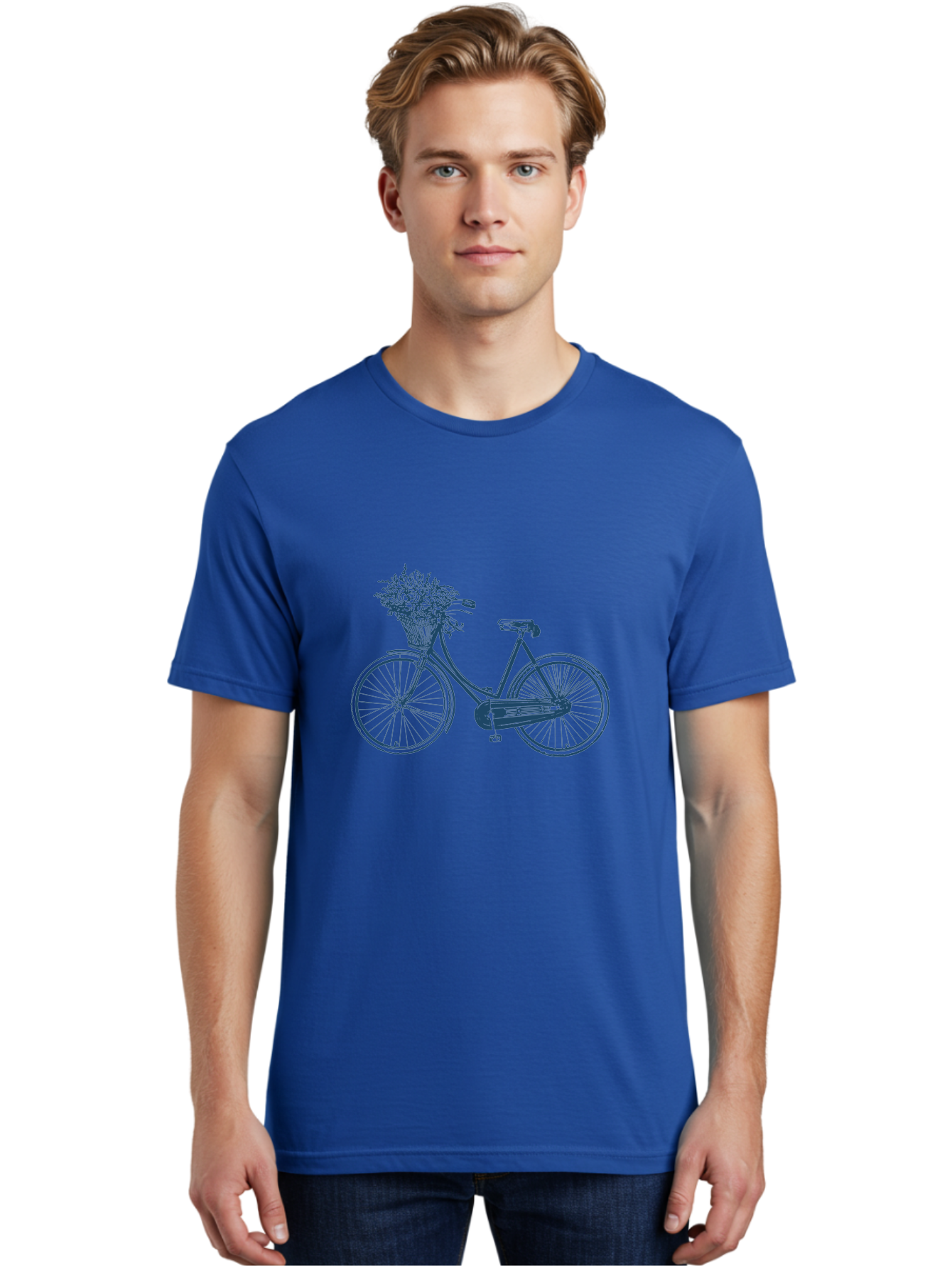 Bike-With-Flowers 2 Men'S Graphic Tee, 100% Cotton, Comfortable Casual Summer Wear, Machine Washable, Vintage Bicycle, Bicycle With Flowers, Lavender Bouquet, Wicker Basket, Eco-Friendly Transportation, Cycling Culture, Nostalgic Ride, Aae140 10