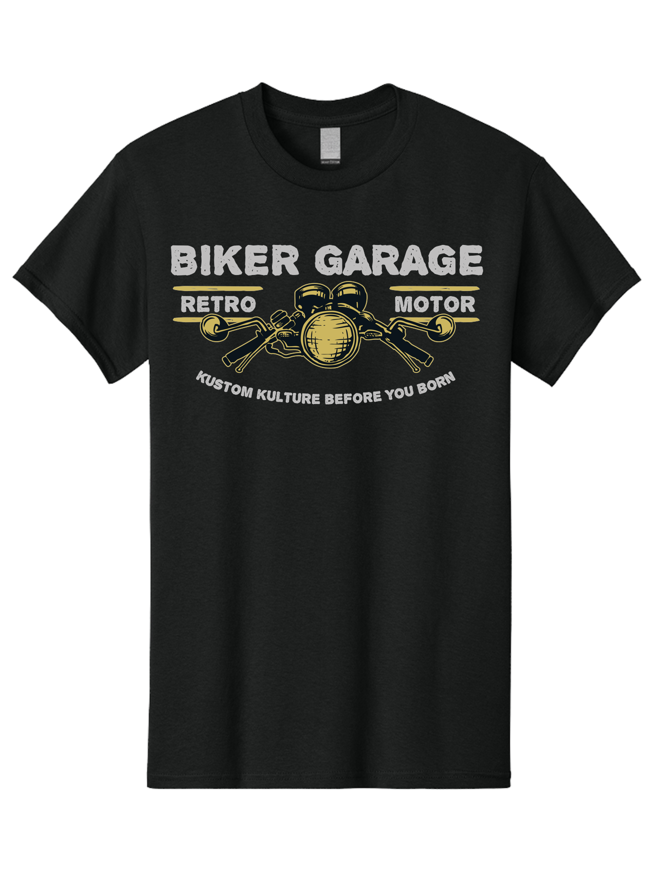 Biker Garage Men'S Graphic Tee, 100% Cotton, Comfortable Casual Summer Wear, Machine Washable, Vintage Motorcycle Illustration, Biker Culture, Retro Motorbike Design, Kustom Kulture, Biker Garage, Motorcycle Enthusiasts, Custom Bike Art Aae141 29