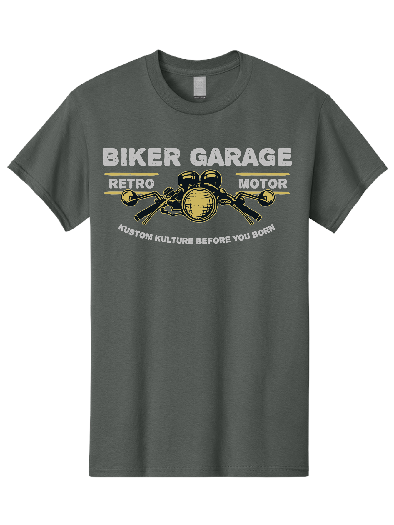 Biker Garage Men'S Graphic Tee, 100% Cotton, Comfortable Casual Summer Wear, Machine Washable, Vintage Motorcycle Illustration, Biker Culture, Retro Motorbike Design, Kustom Kulture, Biker Garage, Motorcycle Enthusiasts, Custom Bike Art Aae141 3