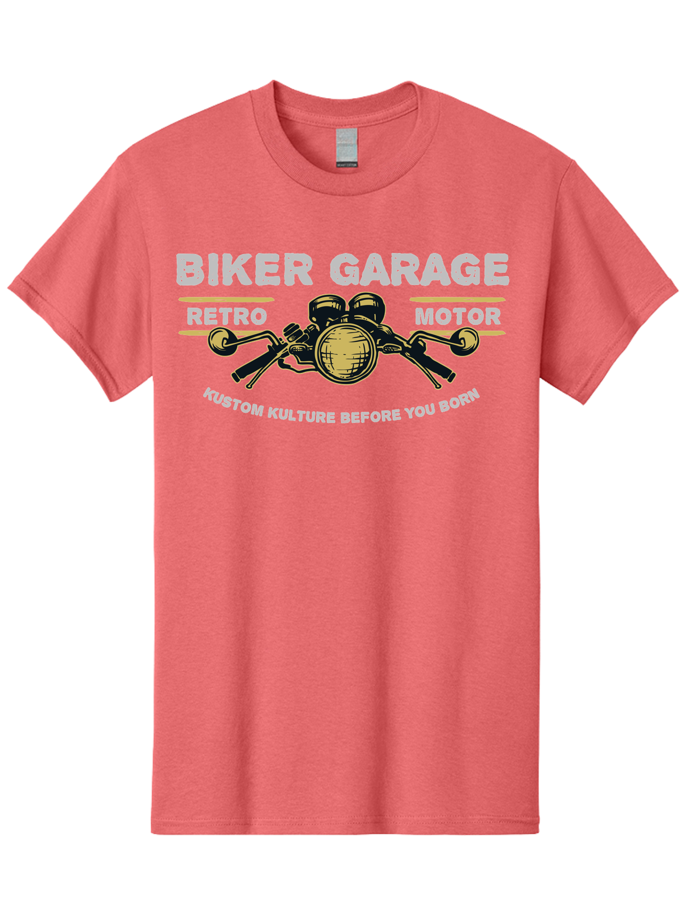 Biker Garage Men'S Graphic Tee, 100% Cotton, Comfortable Casual Summer Wear, Machine Washable, Vintage Motorcycle Illustration, Biker Culture, Retro Motorbike Design, Kustom Kulture, Biker Garage, Motorcycle Enthusiasts, Custom Bike Art Aae141 5