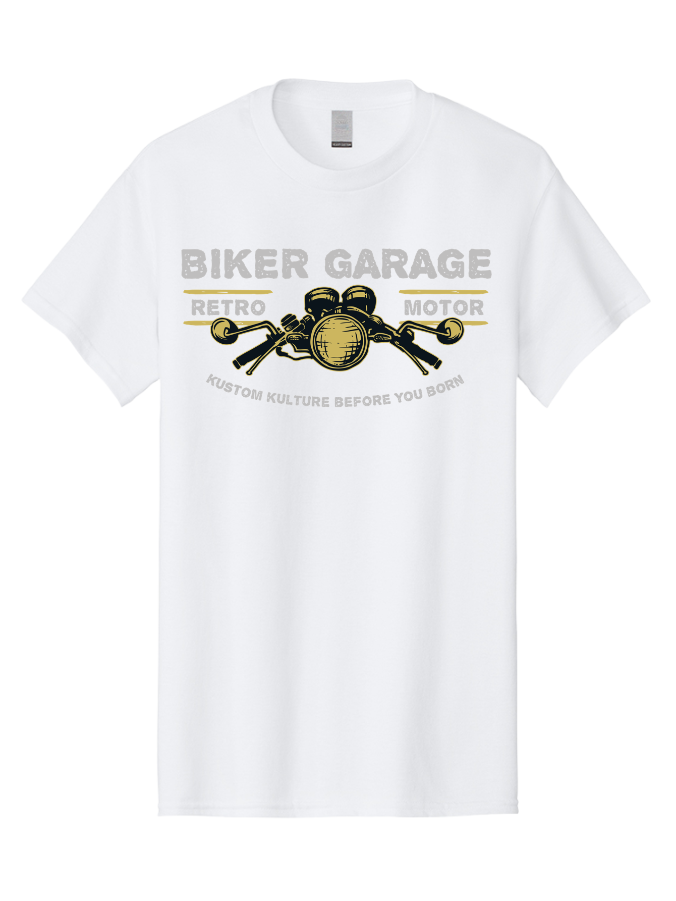 Biker Garage Men'S Graphic Tee, 100% Cotton, Comfortable Casual Summer Wear, Machine Washable, Vintage Motorcycle Illustration, Biker Culture, Retro Motorbike Design, Kustom Kulture, Biker Garage, Motorcycle Enthusiasts, Custom Bike Art Aae141 25