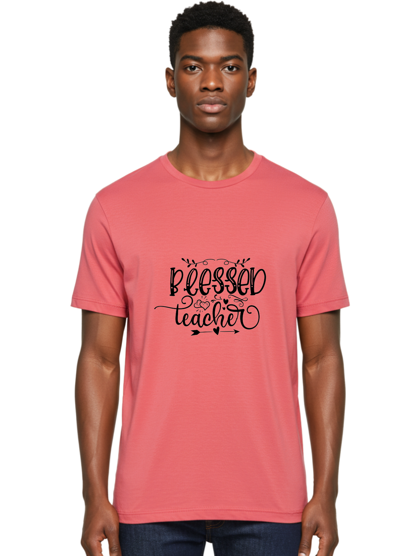 Blessed Teacher Men'S Graphic Tee, 100% Cotton, Comfortable Casual Summer Wear, Machine Washable, Teacher Appreciation, Inspirational Quotes, Heartfelt Messages, Loving Teachers, Gratitude, Black Typography, Elegant Design, Heartwarming, Aae147 12
