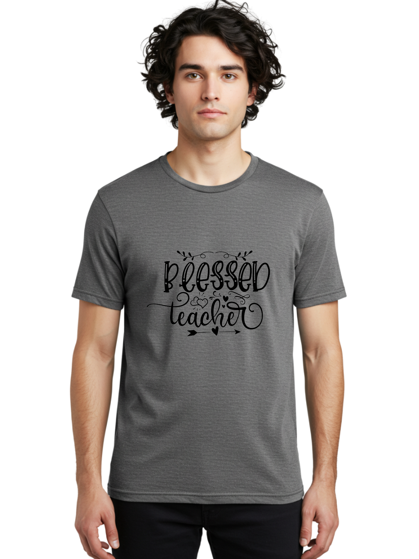 Blessed Teacher Men'S Graphic Tee, 100% Cotton, Comfortable Casual Summer Wear, Machine Washable, Teacher Appreciation, Inspirational Quotes, Heartfelt Messages, Loving Teachers, Gratitude, Black Typography, Elegant Design, Heartwarming, Aae147 16