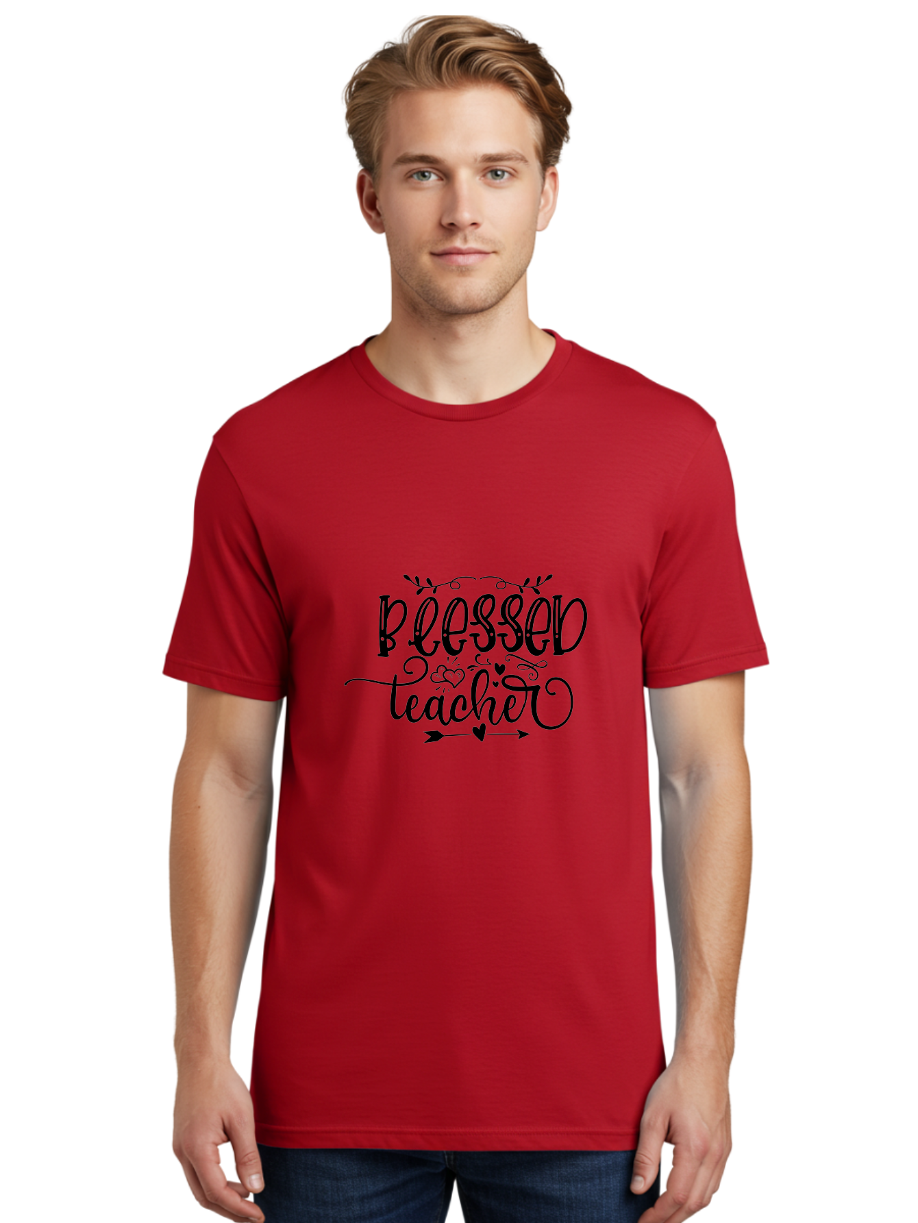 Blessed Teacher Men'S Graphic Tee, 100% Cotton, Comfortable Casual Summer Wear, Machine Washable, Teacher Appreciation, Inspirational Quotes, Heartfelt Messages, Loving Teachers, Gratitude, Black Typography, Elegant Design, Heartwarming, Aae147 18