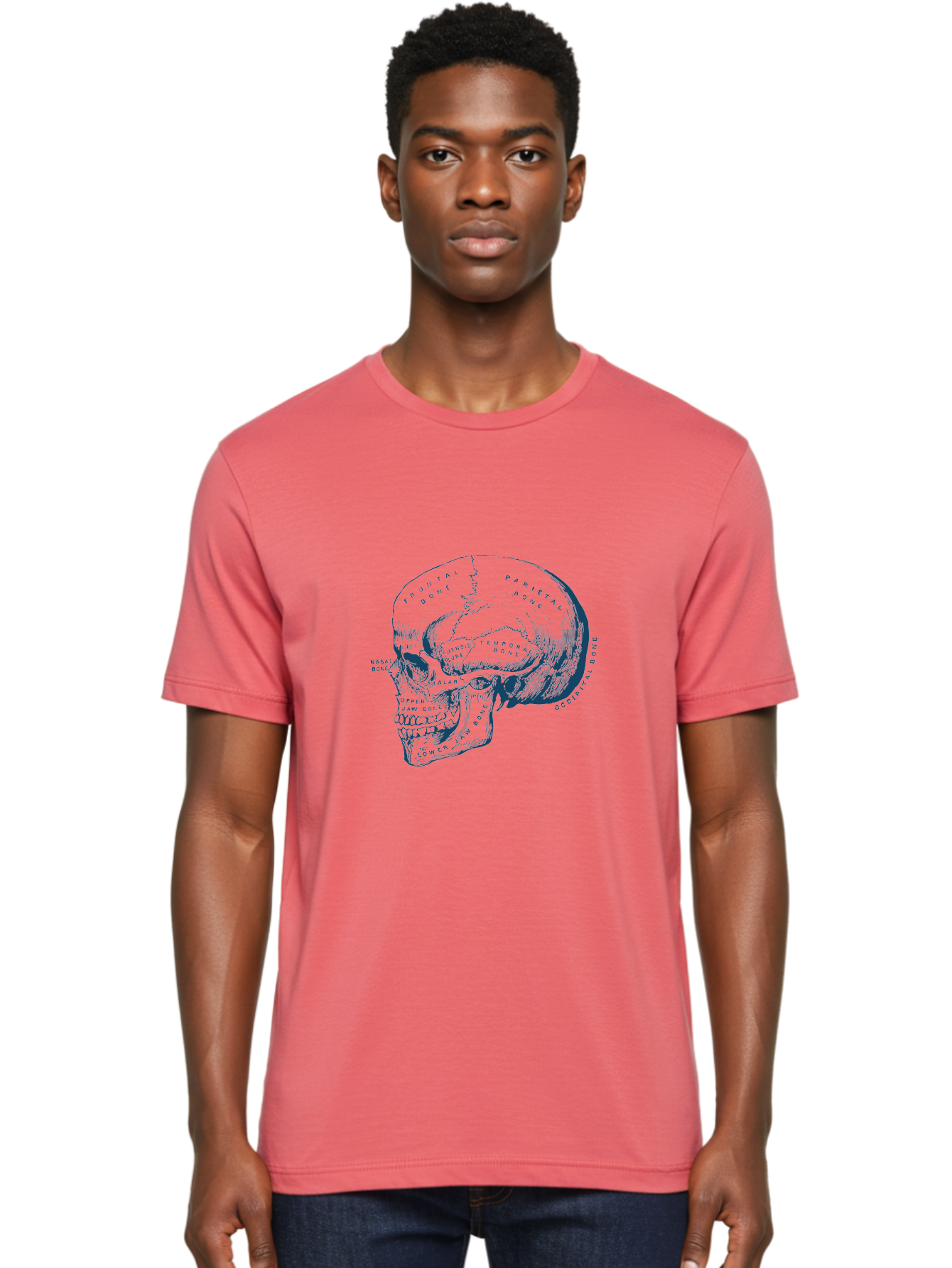 Blueprint Skull Men'S Graphic Tee, 100% Cotton, Comfortable Casual Summer Wear, Machine Washable, Human Skull, Anatomical Diagram, Labeled Bones, Frontal Bone, Parietal Bone, Occipital Bone, Temporal Bone, Jaw Bone, Medical Illustration, Aae151 10