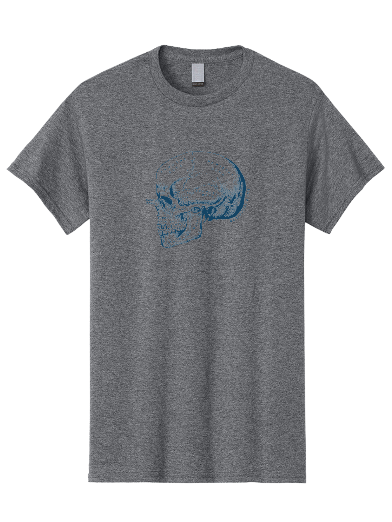 Blueprint Skull Men'S Graphic Tee, 100% Cotton, Comfortable Casual Summer Wear, Machine Washable, Human Skull, Anatomical Diagram, Labeled Bones, Frontal Bone, Parietal Bone, Occipital Bone, Temporal Bone, Jaw Bone, Medical Illustration, Aae151 11