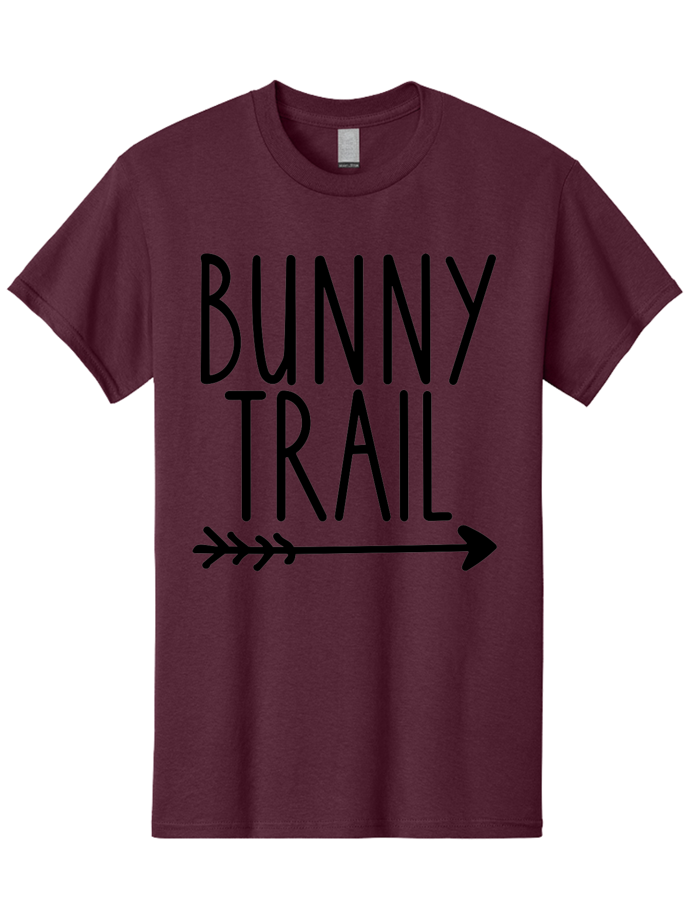 Bunny Trail This Way Men'S Graphic Tee, 100% Cotton, Comfortable Casual Summer Wear, Machine Washable, Bunny Trail, Arrow Graphic, Directional Signage, Playful Design, Whimsical Theme, Black Text, Bold Font, Graphic Illustration, Easter Theme, Aae162 3