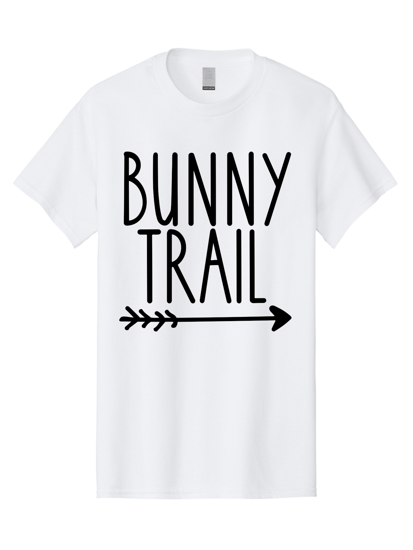 Bunny Trail This Way Men'S Graphic Tee, 100% Cotton, Comfortable Casual Summer Wear, Machine Washable, Bunny Trail, Arrow Graphic, Directional Signage, Playful Design, Whimsical Theme, Black Text, Bold Font, Graphic Illustration, Easter Theme, Aae162 17