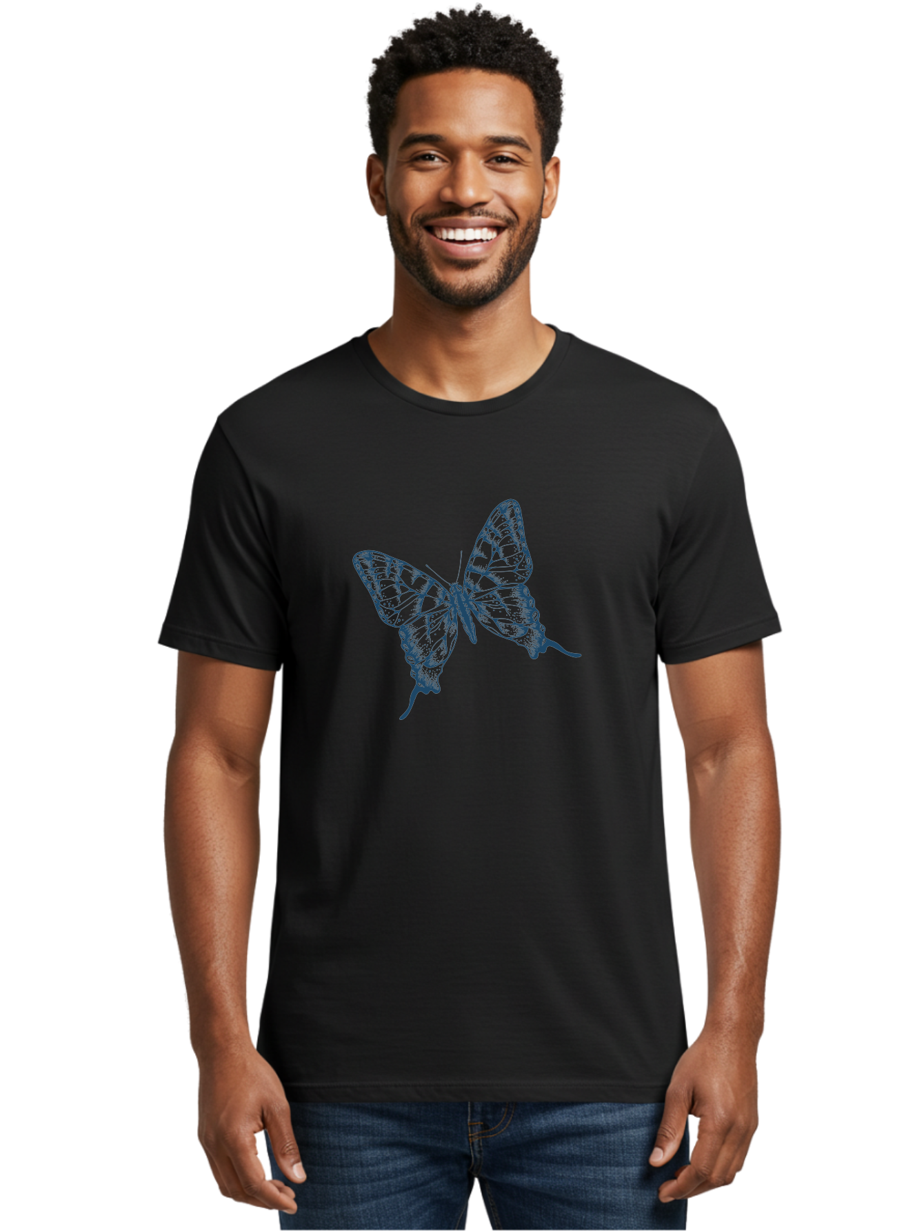 Butterfly 2 Men'S Graphic Tee, 100% Cotton, Comfortable Casual Summer Wear, Machine Washable, Butterfly With Transparent Wings, Intricate Details, Delicate Patterns, Abstract Design, Artistic Expression, Fragile Beauty, Aae165 8