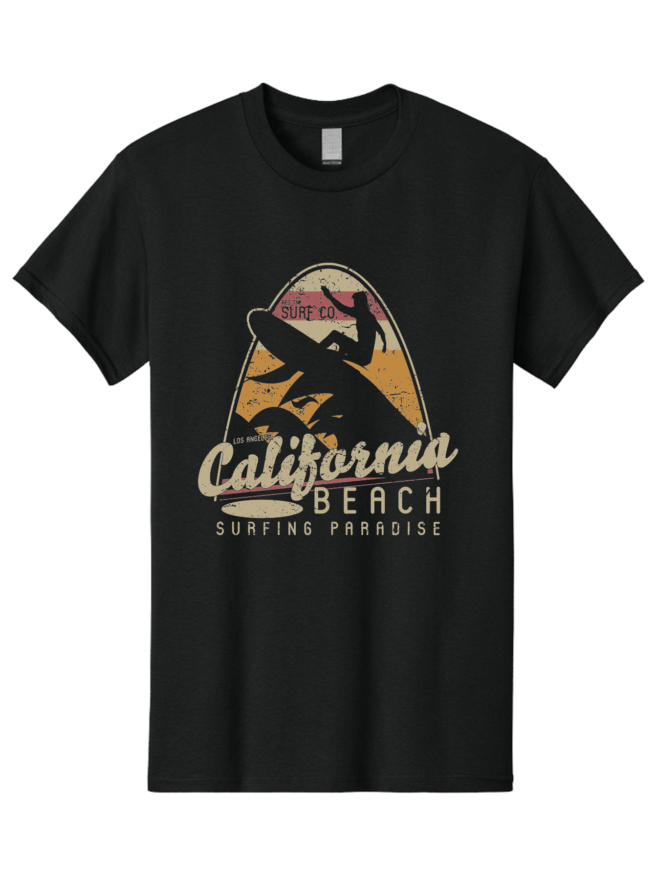 California Beach Surfing Paradise Men'S Graphic Tee, 100% Cotton, Comfortable Casual Summer Wear, Machine Washable, Surfer Riding Wave, California Beach Scene, Surfing Culture, Beach Lifestyle, Surfboard Graphic, Coastal Vibes, Paradise Found, Aae166 19